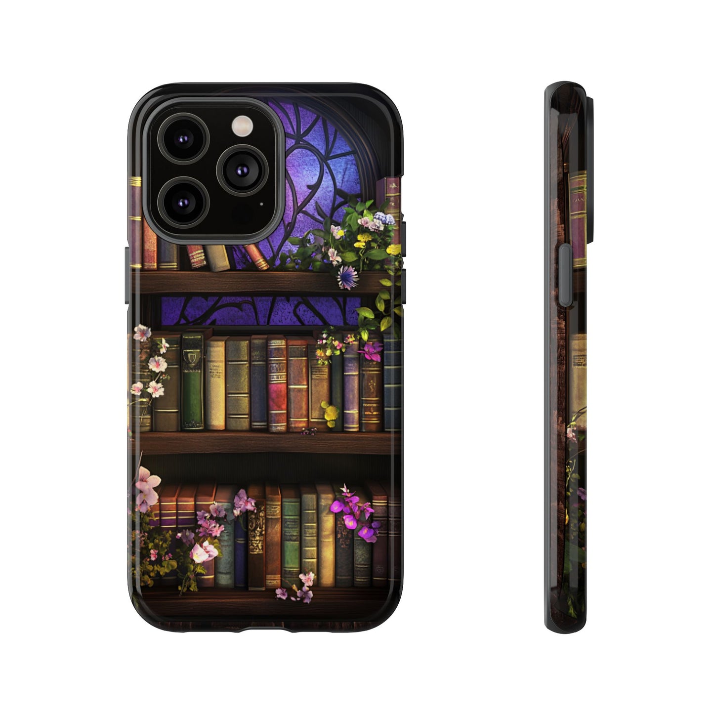 Bookshelf Phone Case - Dark Academia Stained Glass Phone Cases - iPhone 16 15 14 13 12 11, Samsung Galaxy & Google Pixel Phone Covers