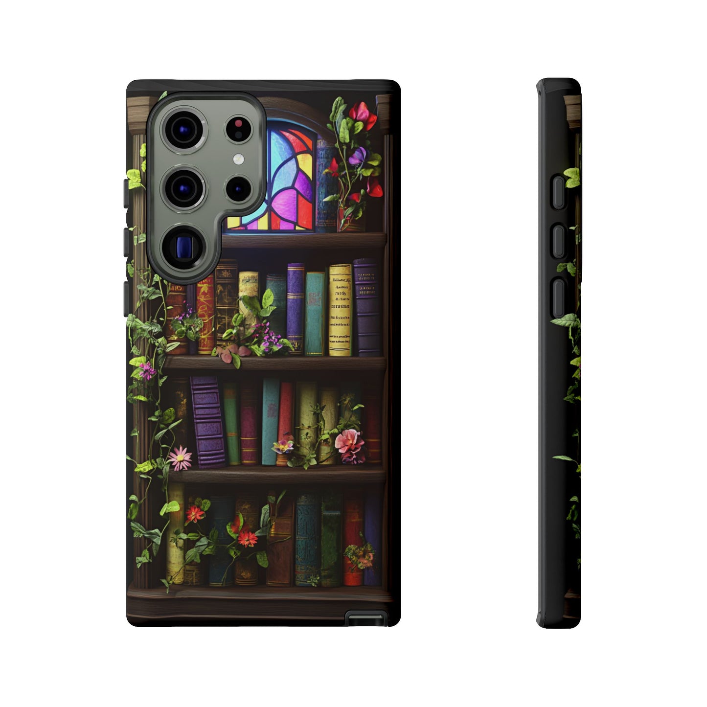 Bookshelf and Stained Glass Window Phone Case - Book Lover Phone Cases - iPhone 16 15 14 13 12 11, Samsung Galaxy & Google Pixel Phone Covers