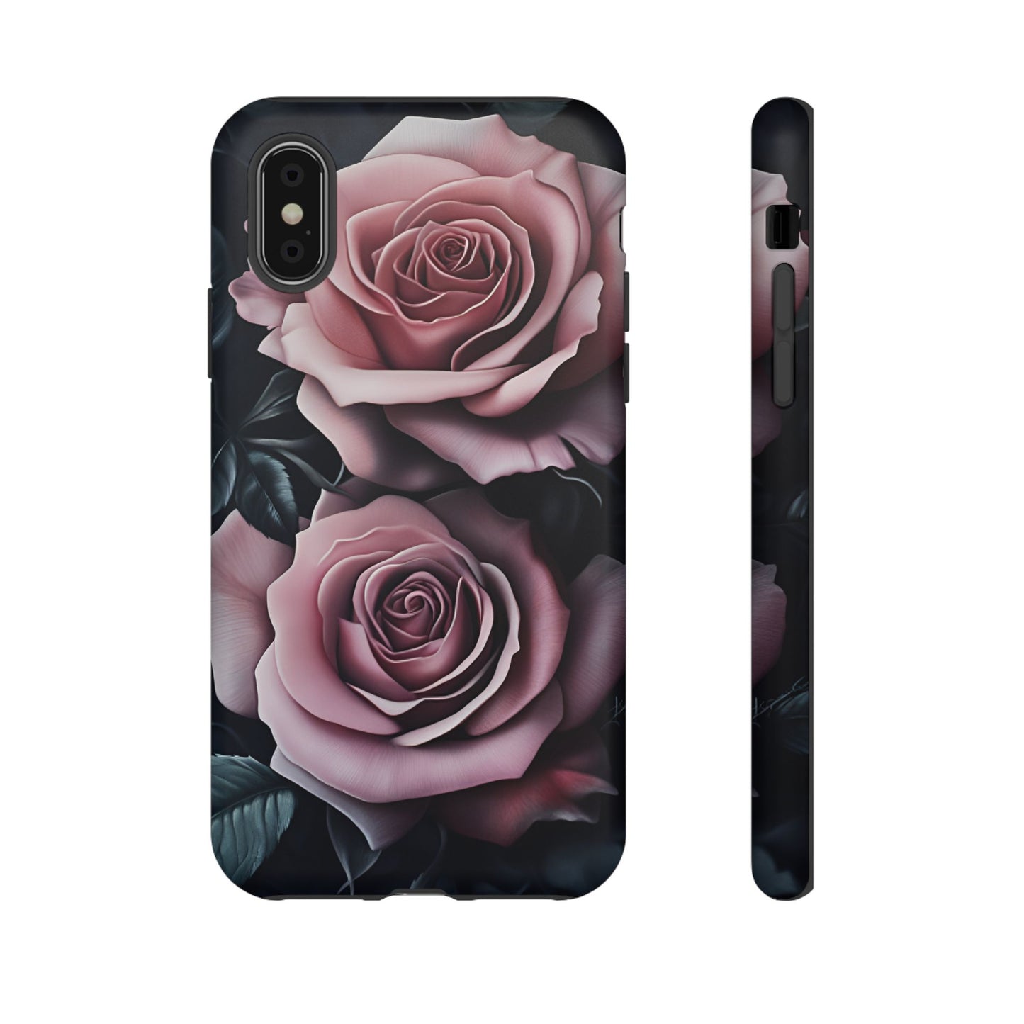 Pastel Goth Roses Phone Case - Gothic Black and Pink Flowers Phone Cases for iPhone 16 15 14 13 12 11, Samsung Galaxy & Google Pixel