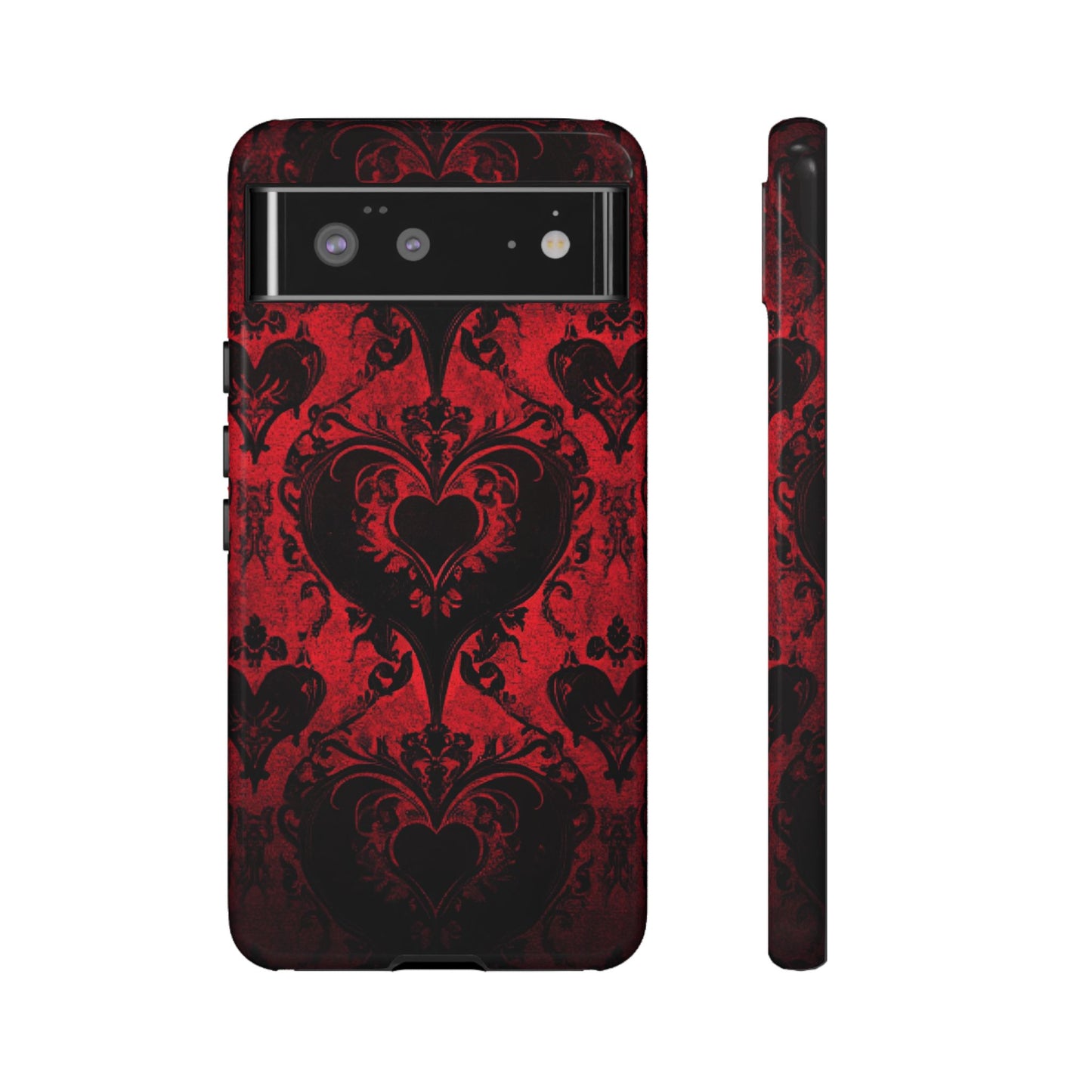 Gothic Dark Romance Phone Case - Black Hearts Phone Cover - iPhone 16 15 14 13 12 11, Samsung Galaxy & Google Pixel Phone Covers