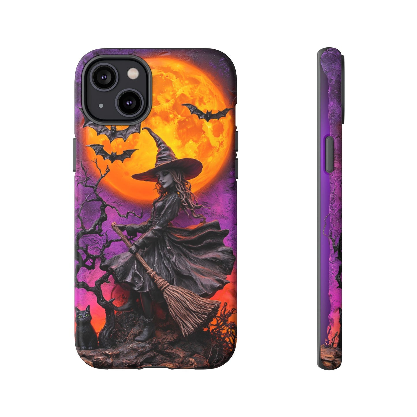 Witch and Bats Phone Case - Witchy Halloween Phone Cases for iPhone 16 15 14 13 12 11, Samsung Galaxy & Google Pixel