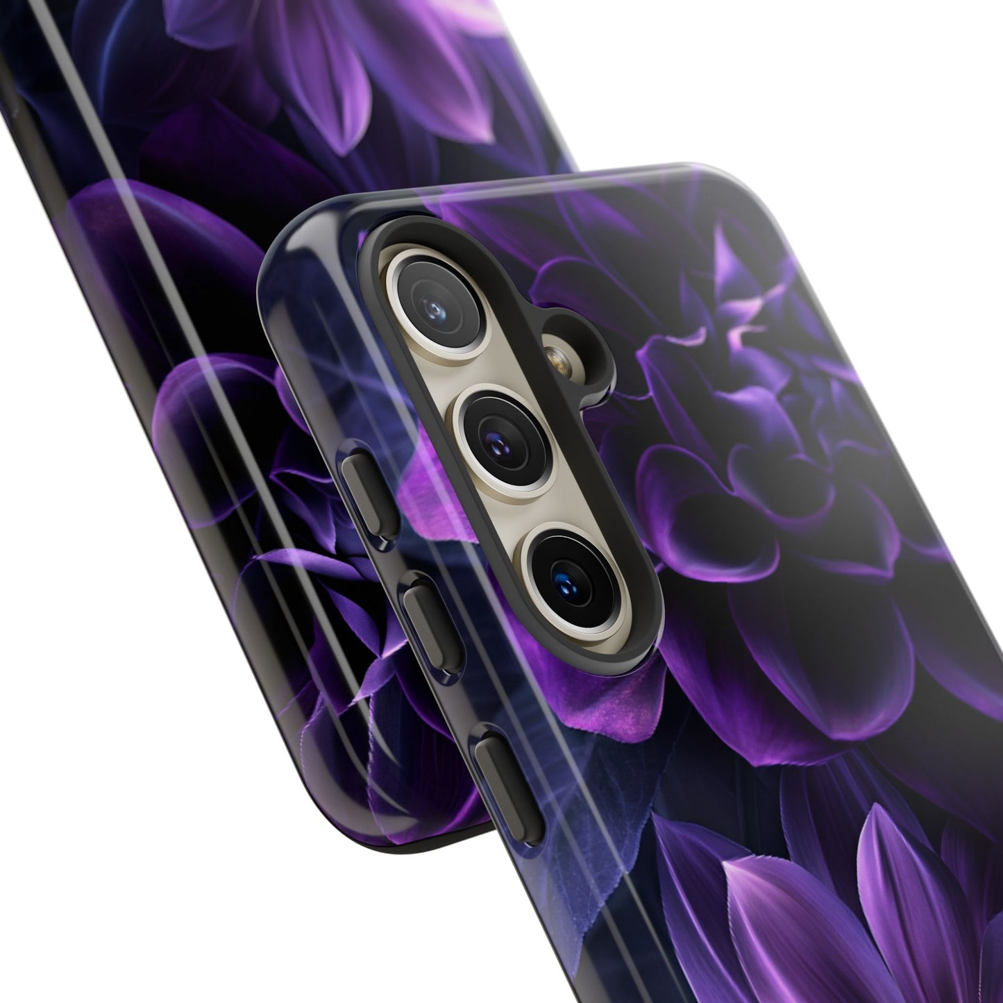 Black and Purple Flowers Phone Case - Dark Gothic Bloom Phone Cases for iPhone 16 15 14 13 12 11, Samsung Galaxy & Google Pixel