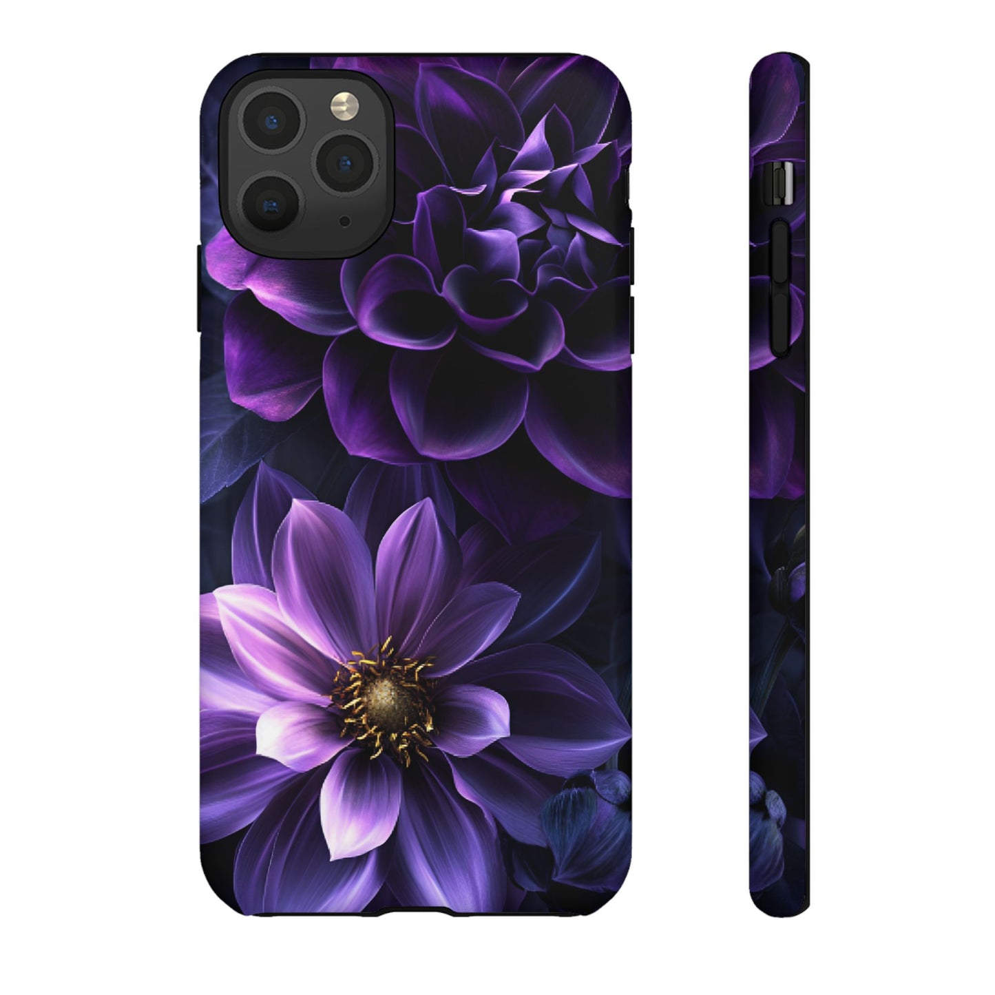 Black and Purple Flowers Phone Case - Dark Gothic Bloom Phone Cases - iPhone 16 15 14 13 12 11, Samsung Galaxy & Google Pixel Phone Covers