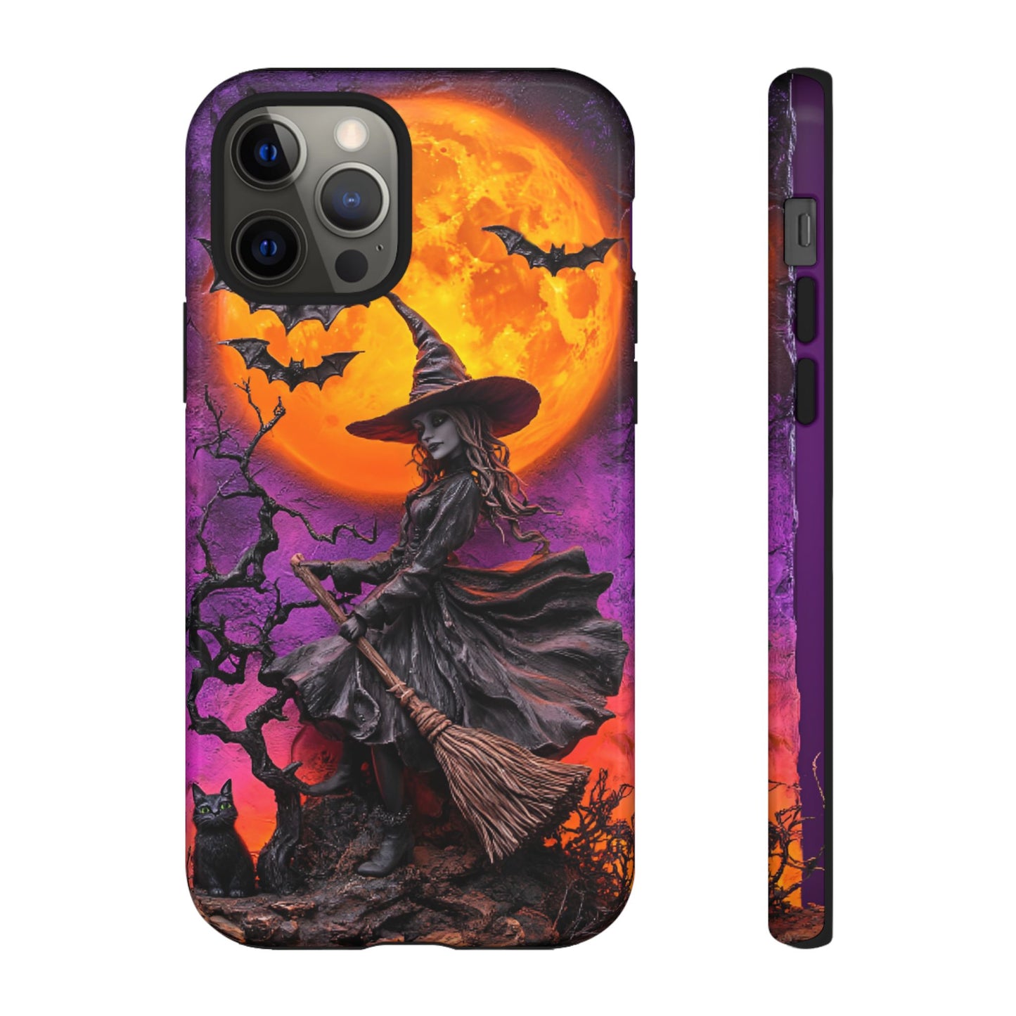 Witch and Bats Phone Case - Witchy Halloween Phone Cases for iPhone 16 15 14 13 12 11, Samsung Galaxy & Google Pixel