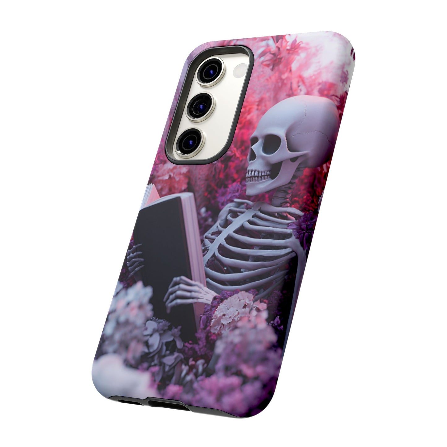 Bookish Skeleton Phone Case - Spooky Floral Halloween Phone Cases for Phone 16 15 14 13 12 11, Samsung Galaxy & Google Pixel