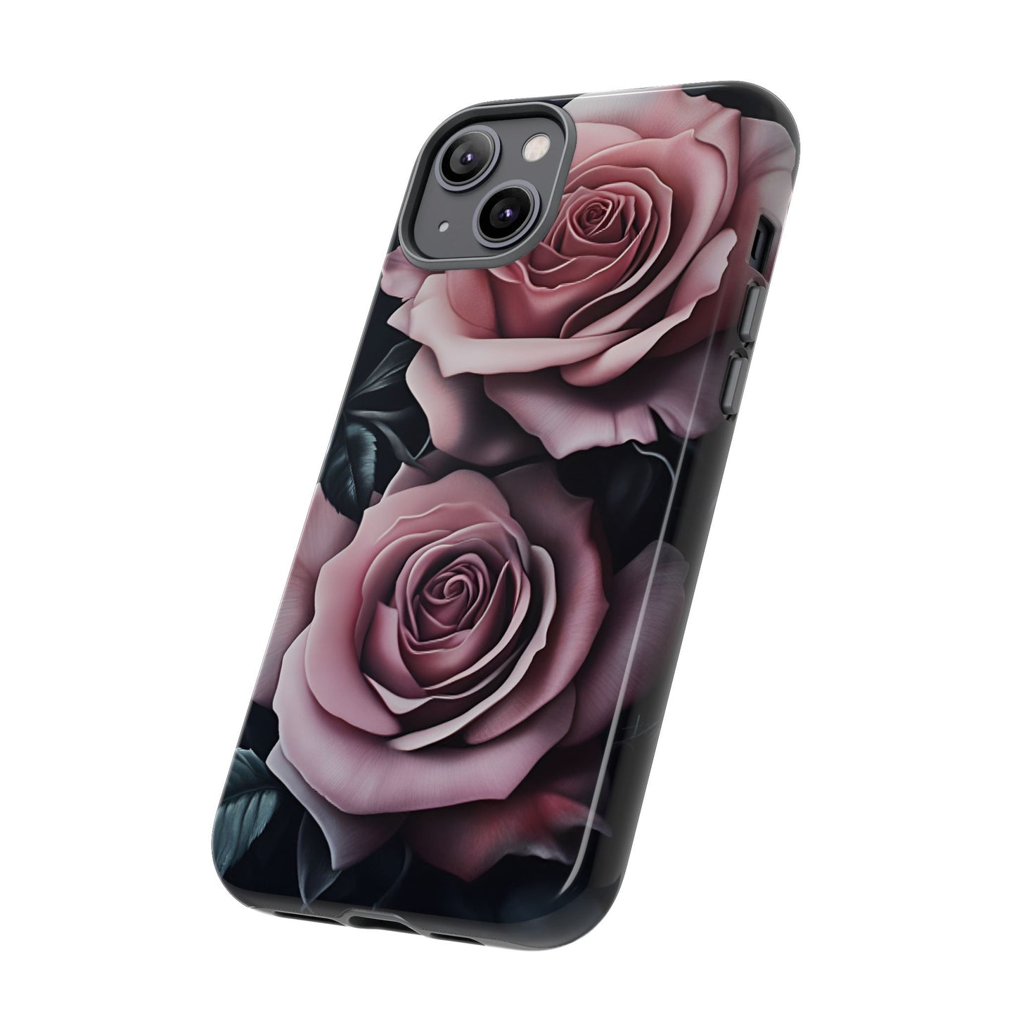 Pastel Goth Roses Phone Case - Gothic Black and Pink Flowers Phone Cases for iPhone 16 15 14 13 12 11, Samsung Galaxy & Google Pixel