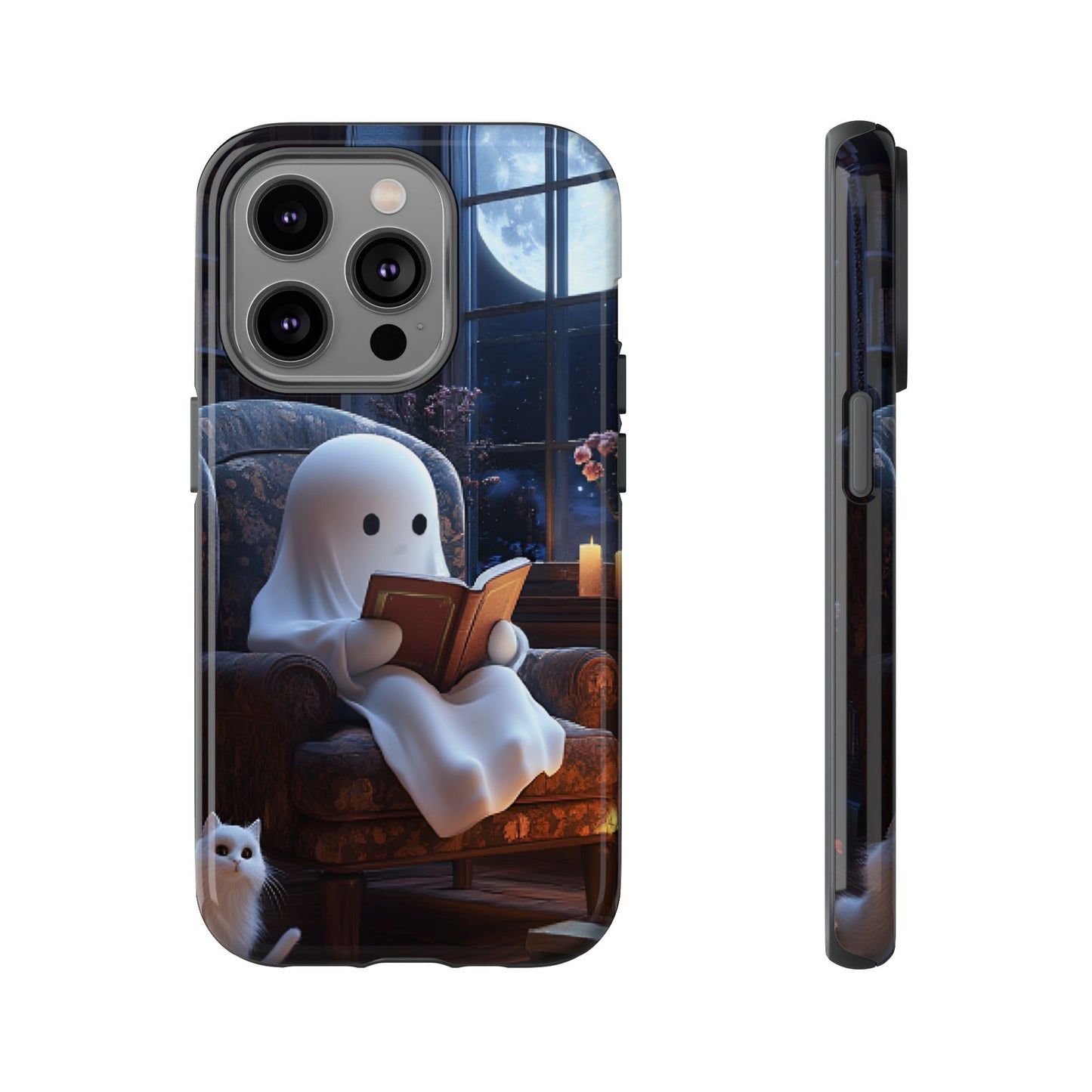 Ghost Reading Book Phone Case - Bookish Halloween Phone Cases for iPhone 16 15 14 13 12 11, Samsung Galaxy & Google Pixel