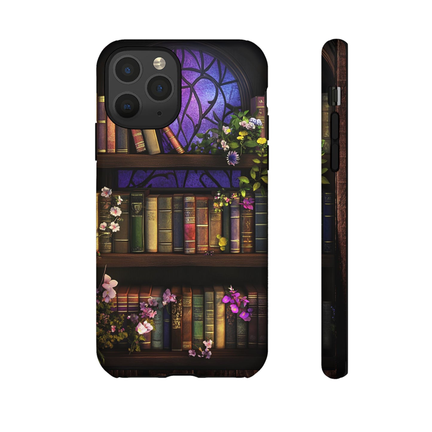 Bookshelf Phone Case - Dark Academia Stained Glass Phone Cases - iPhone 16 15 14 13 12 11, Samsung Galaxy & Google Pixel Phone Covers