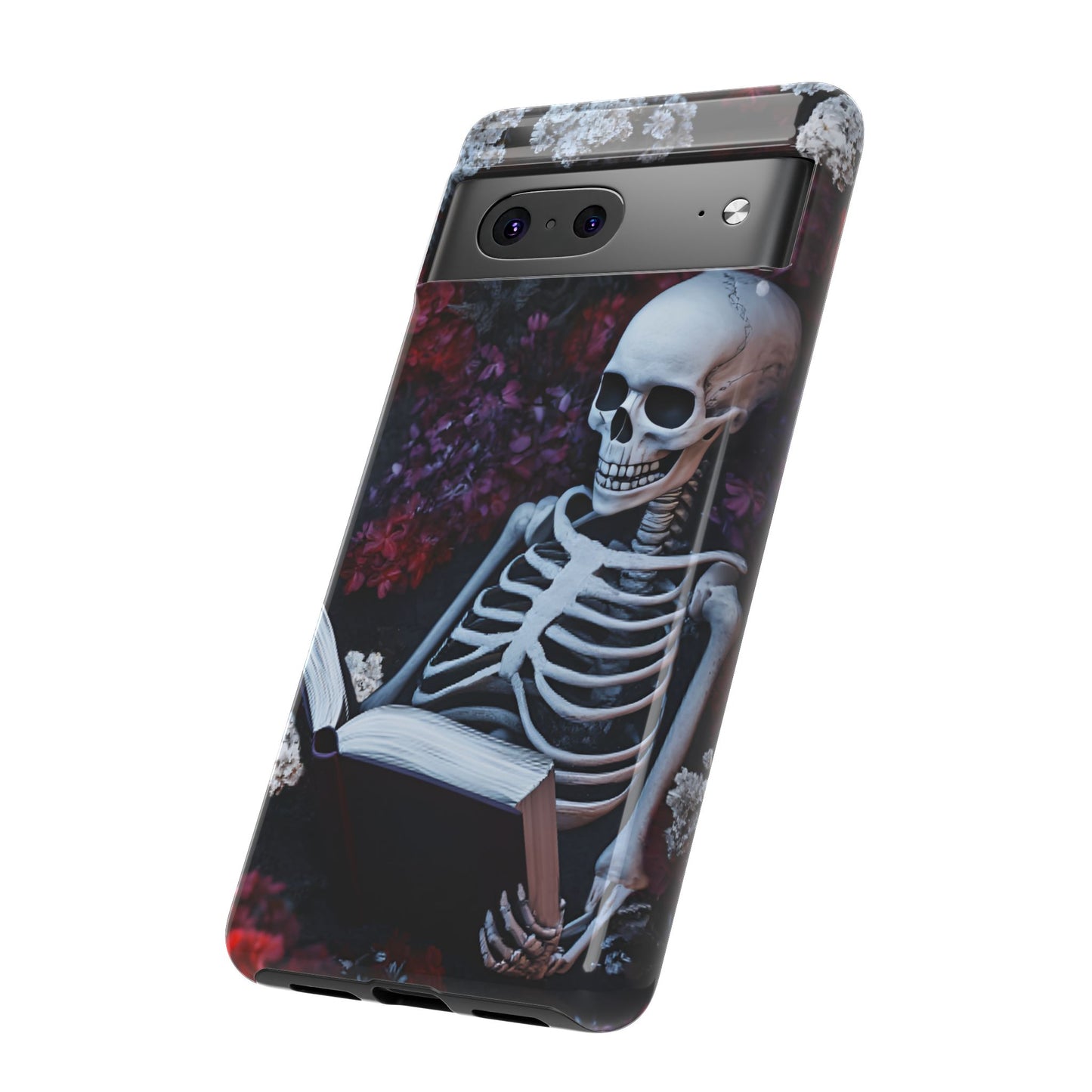 Skeleton Reading Book Phone Case - Bookish Halloween Phone Cases - iPhone 16 15 14 13 12 11, Samsung Galaxy & Google Pixel Phone Covers