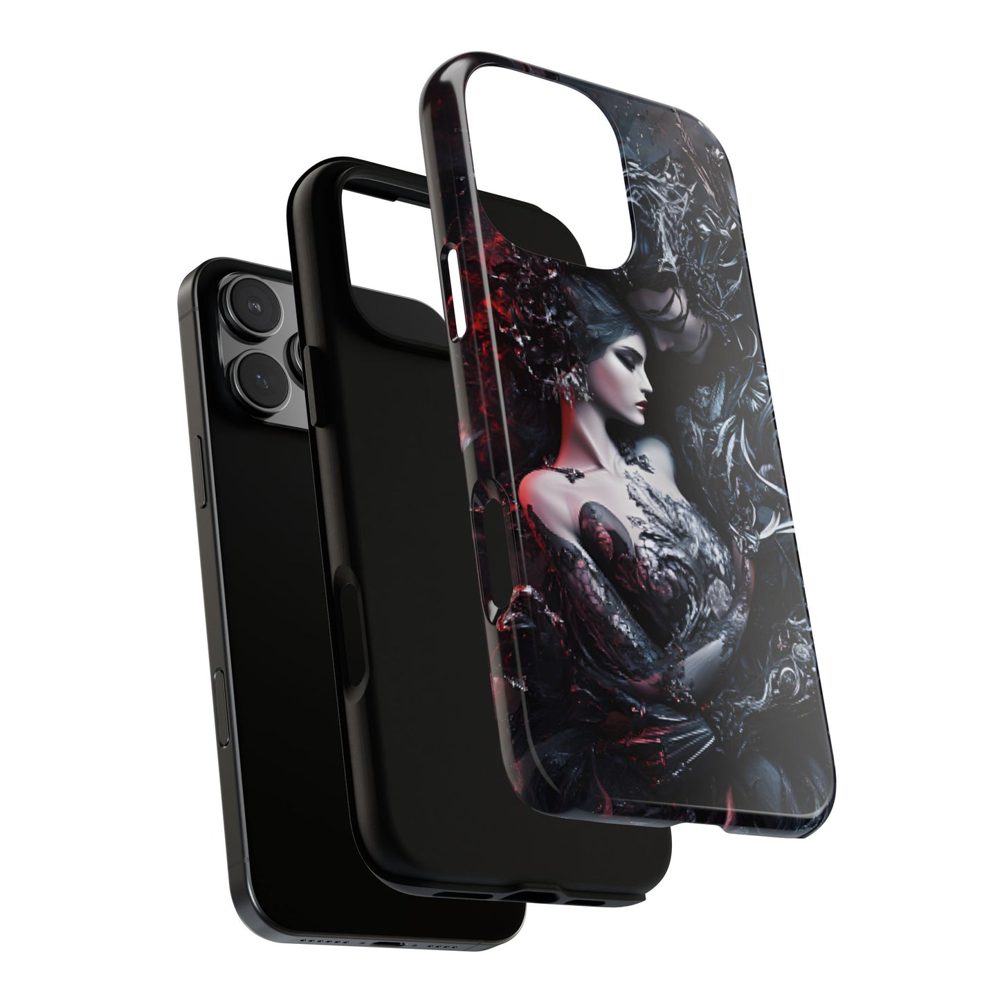 Gothic Couple Phone Case - Victorian Goth Valentine's Day Phone Cases for iPhone 16 15 14 13 12 11, Samsung Galaxy & Google Pixel