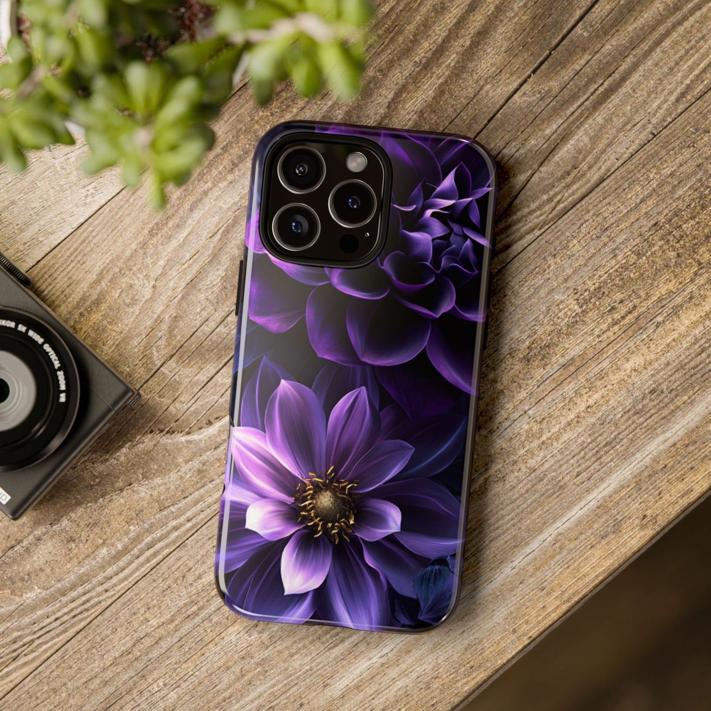 Black and Purple Flowers Phone Case - Dark Gothic Bloom Phone Cases - iPhone 16 15 14 13 12 11, Samsung Galaxy & Google Pixel Phone Covers