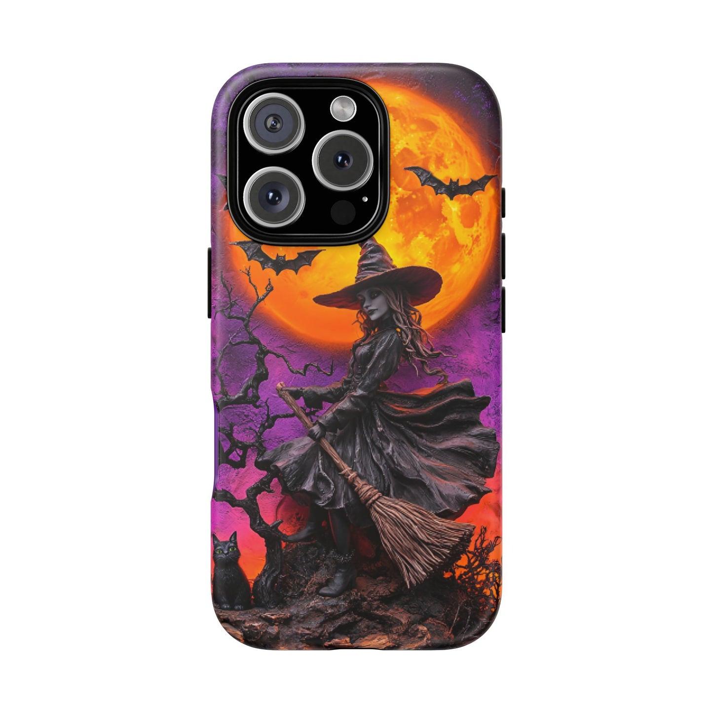 Witch and Bats Phone Case - Witchy Halloween Phone Cases for iPhone 16 15 14 13 12 11, Samsung Galaxy & Google Pixel