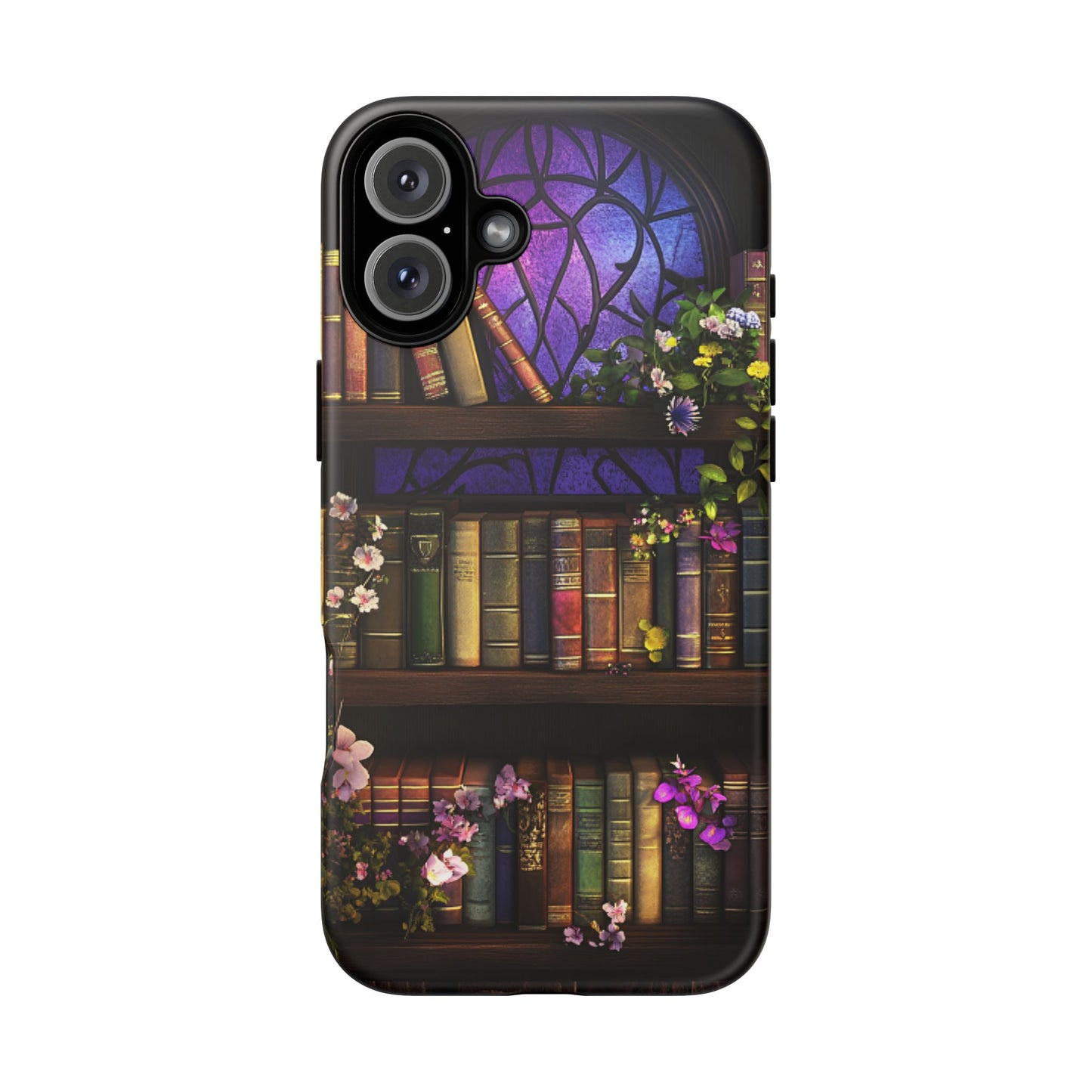 Bookshelf Phone Case - Dark Academia Stained Glass Phone Cases - iPhone 16 15 14 13 12 11, Samsung Galaxy & Google Pixel Phone Covers