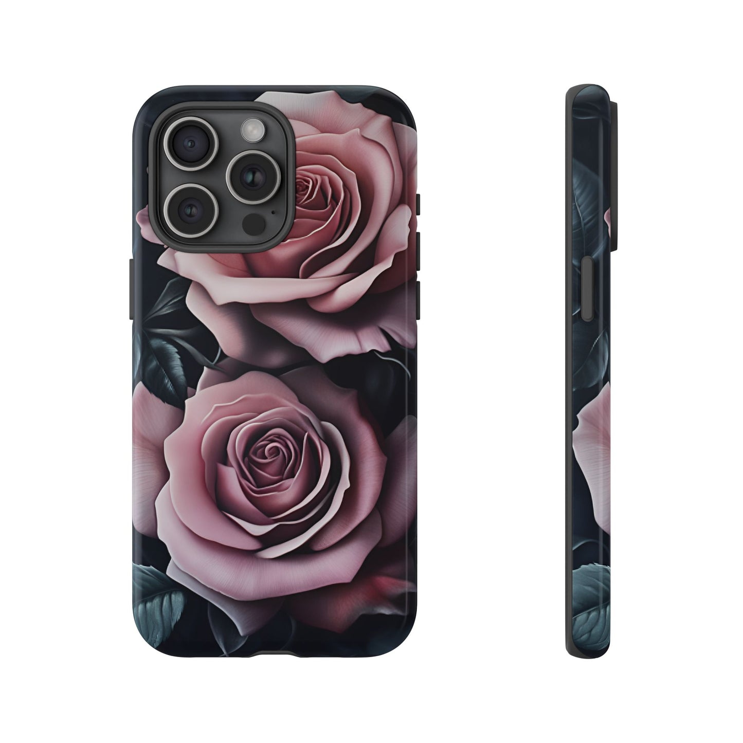 Pastel Goth Roses Phone Case - Gothic Black and Pink Flowers Phone Cases - iPhone 16 15 14 13 12 11, Samsung Galaxy & Google Pixel Phone Covers