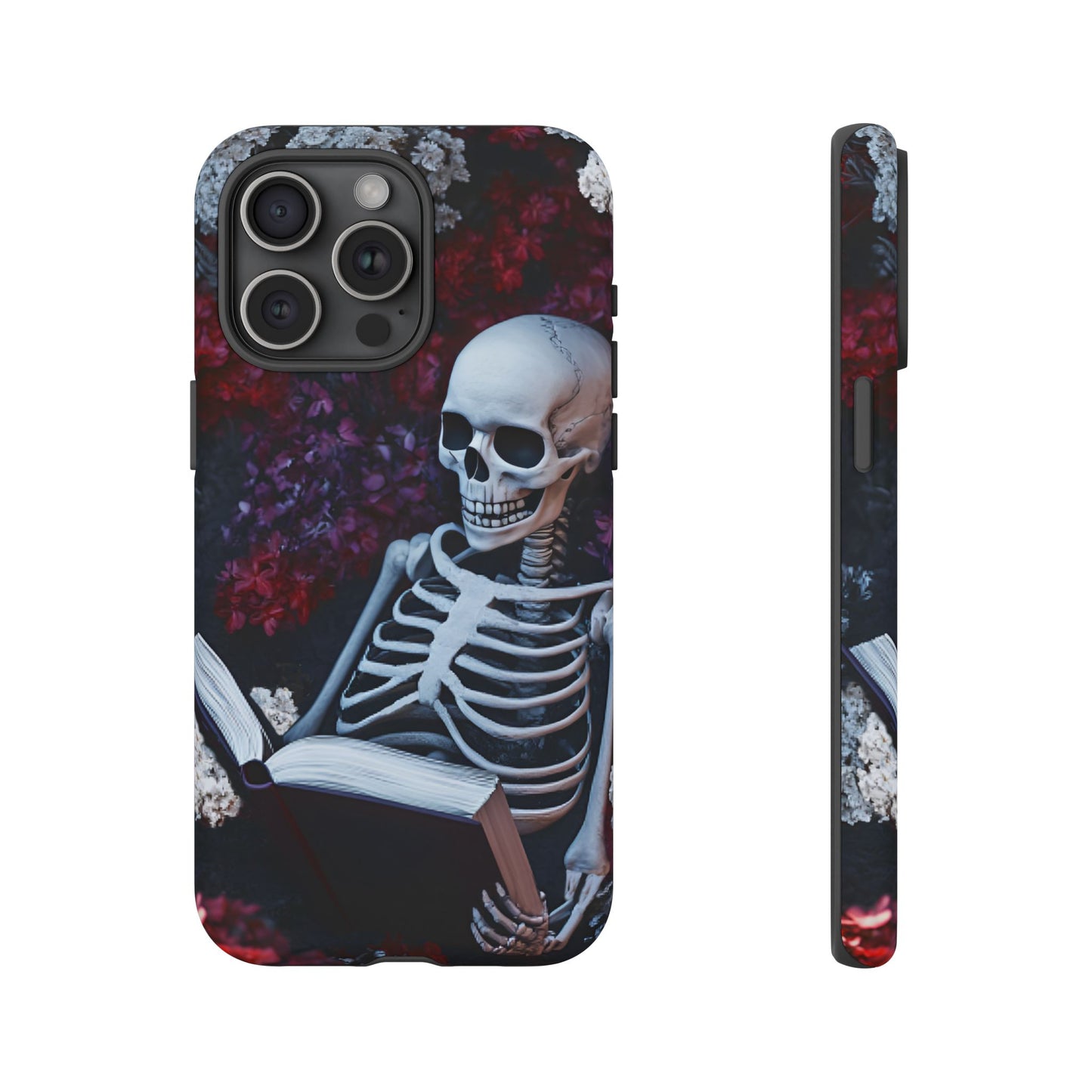 Skeleton Reading Book Phone Case - Bookish Halloween Phone Cases - iPhone 16 15 14 13 12 11, Samsung Galaxy & Google Pixel Phone Covers