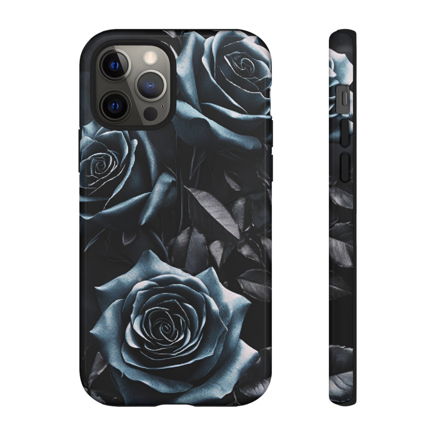 Black and Blue Roses Phone Case - Dark and Moody Gothic Flower Phone Cases - iPhone 16 15 14 13 12 11, Samsung Galaxy & Google Pixel Phone Covers