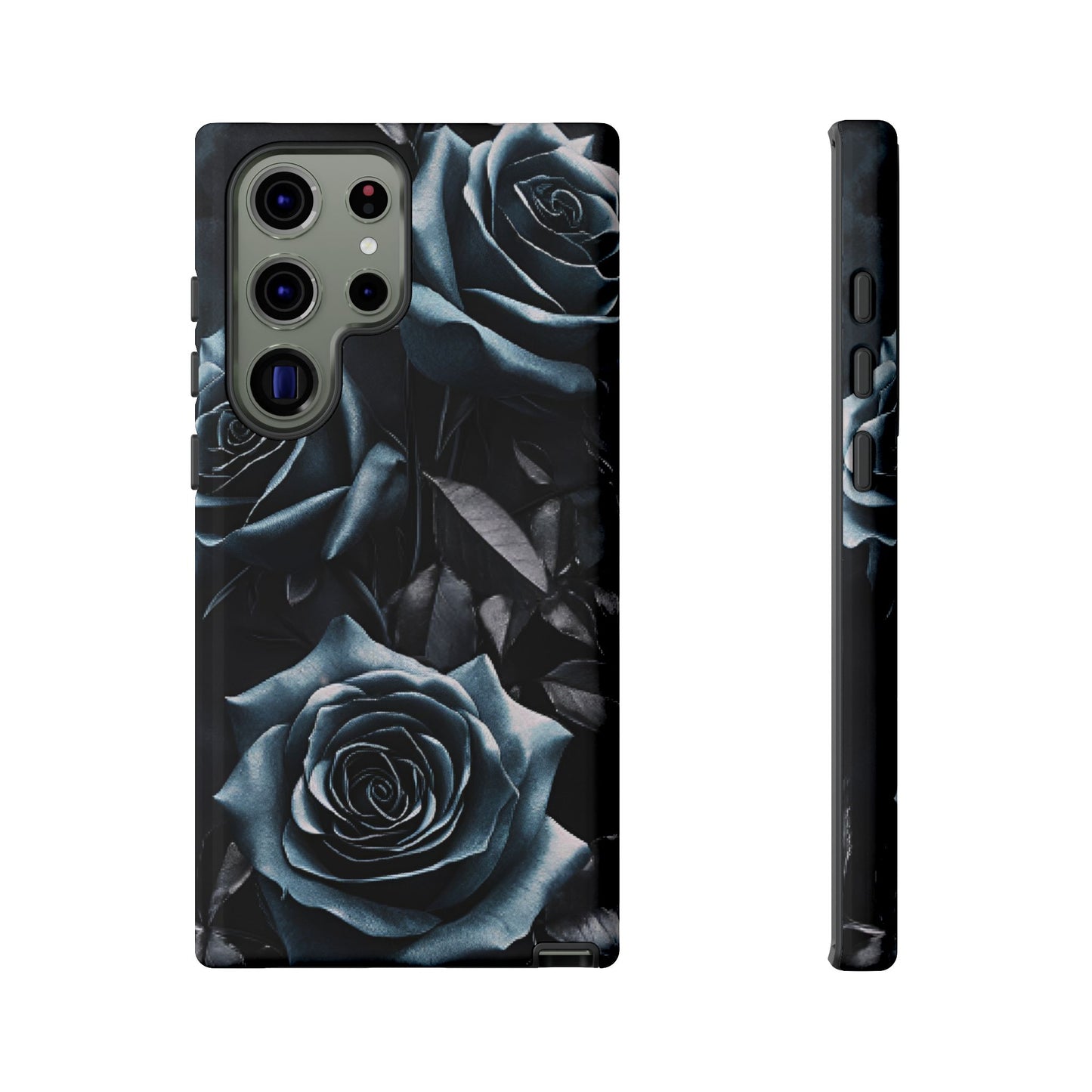 Black and Blue Roses Phone Case - Dark and Moody Gothic Flower Phone Cases - iPhone 16 15 14 13 12 11, Samsung Galaxy & Google Pixel Phone Covers