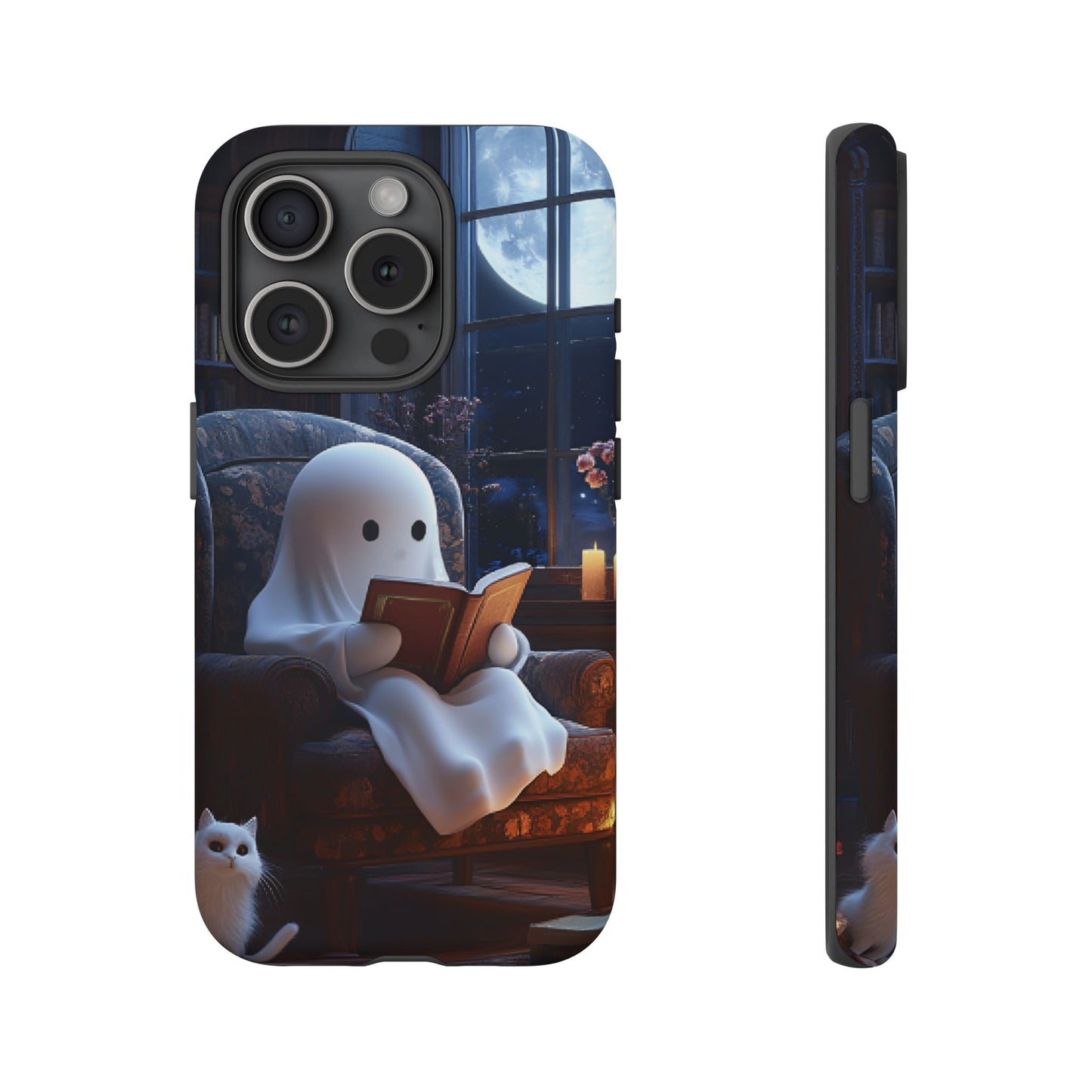 Ghost Reading Book Phone Case - Bookish Halloween Phone Cases - iPhone 16 15 14 13 12 11, Samsung Galaxy & Google Pixel Phone Covers