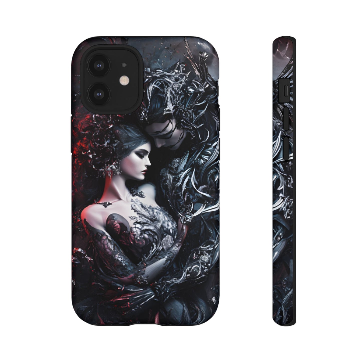 Gothic Couple Phone Case - Victorian Goth Valentine's Day Phone Cases for iPhone 16 15 14 13 12 11, Samsung Galaxy & Google Pixel