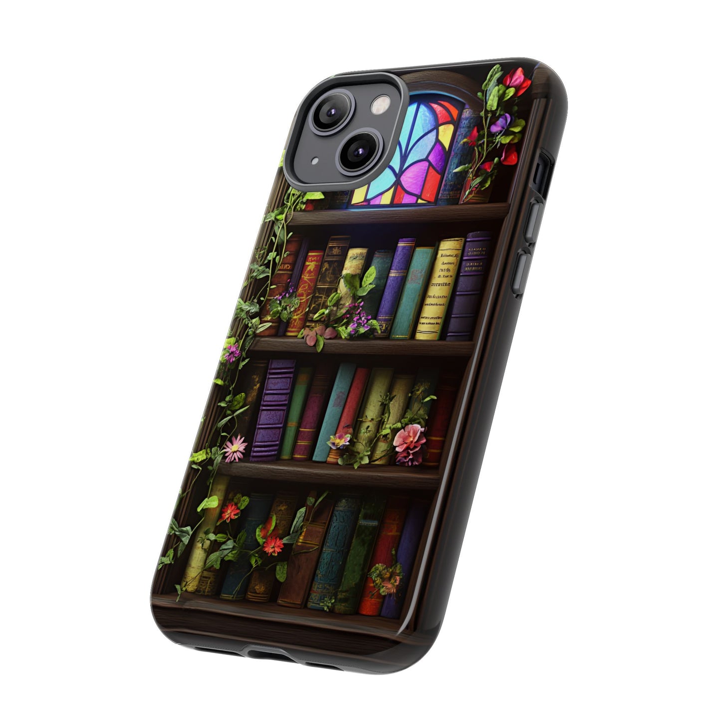 Bookshelf and Stained Glass Window Phone Case - Book Lover Phone Cases - iPhone 16 15 14 13 12 11, Samsung Galaxy & Google Pixel Phone Covers