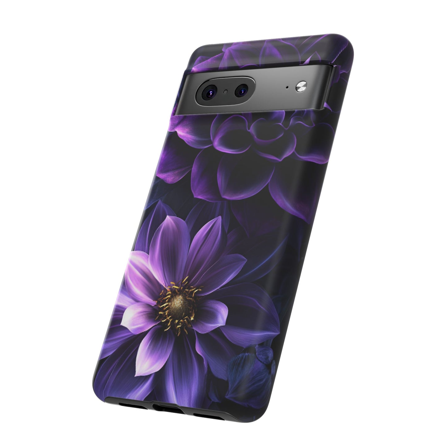 Black and Purple Flowers Phone Case - Dark Gothic Bloom Phone Cases - iPhone 16 15 14 13 12 11, Samsung Galaxy & Google Pixel Phone Covers