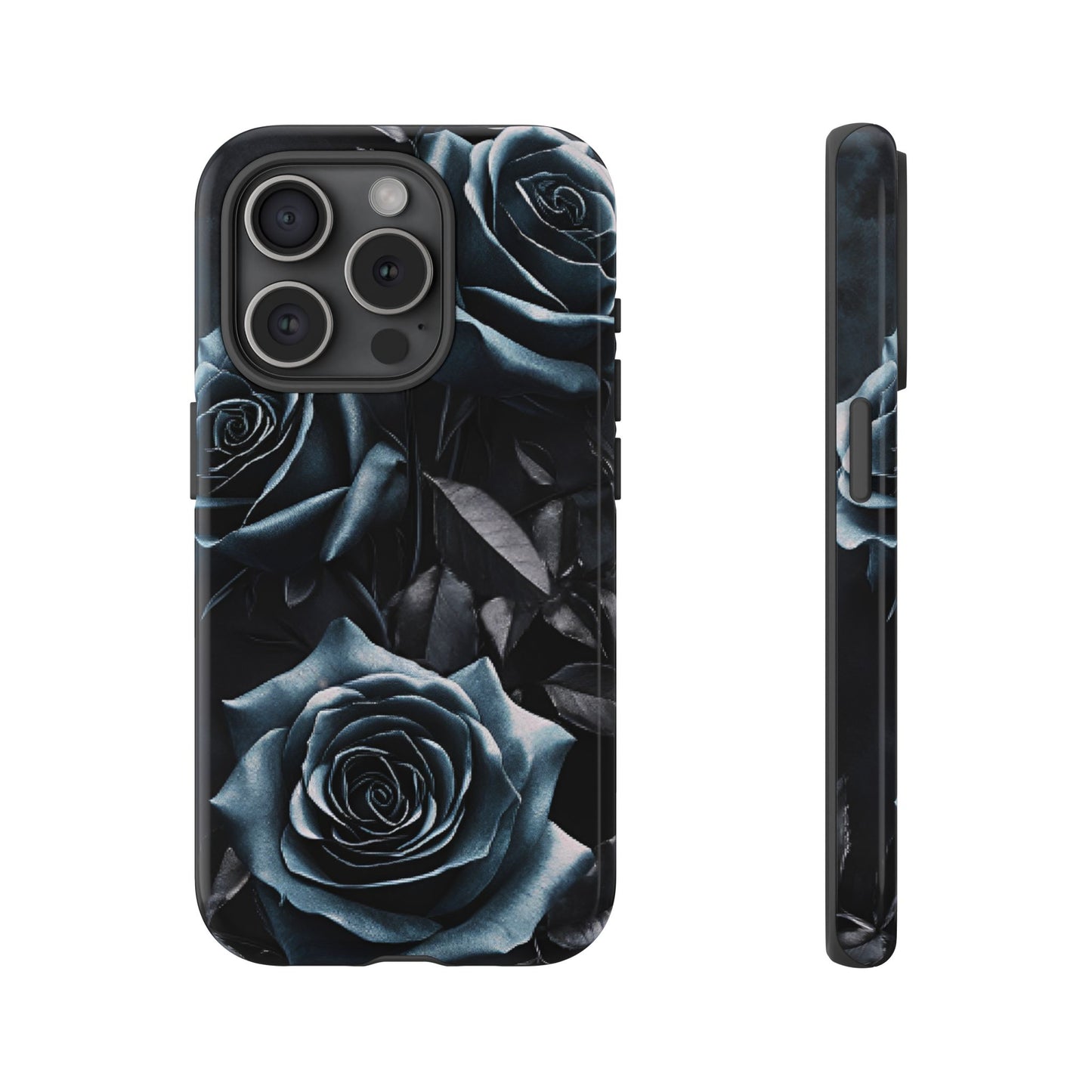 Black and Blue Roses Phone Case - Dark and Moody Gothic Flower Phone Cases for iPhone 16 15 14 13 12 11, Samsung Galaxy & Google Pixel