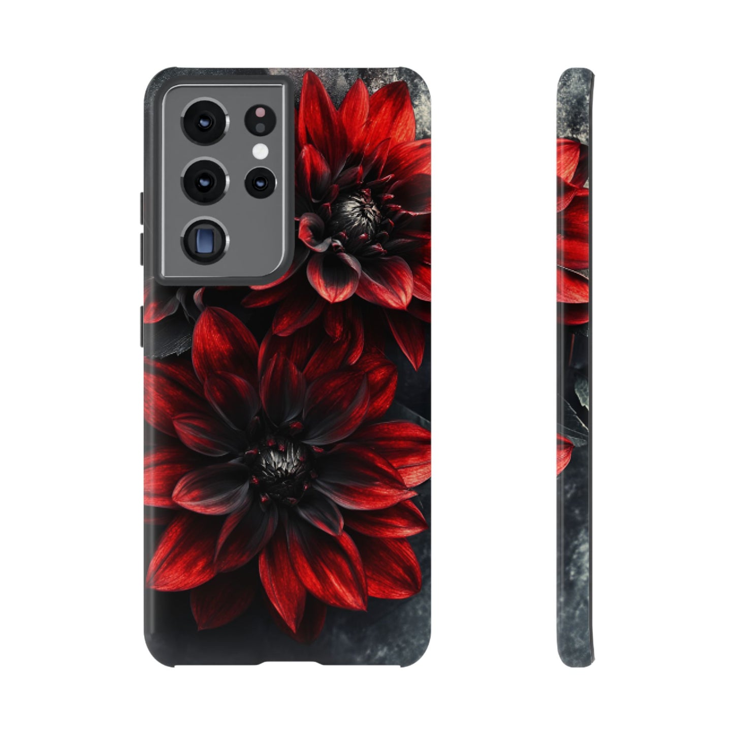 Black and Red Flower Phone Case - Gothic Dark Floral Phone Cases - iPhone 16 15 14 13 12 11, Samsung Galaxy & Google Pixel Phone Covers