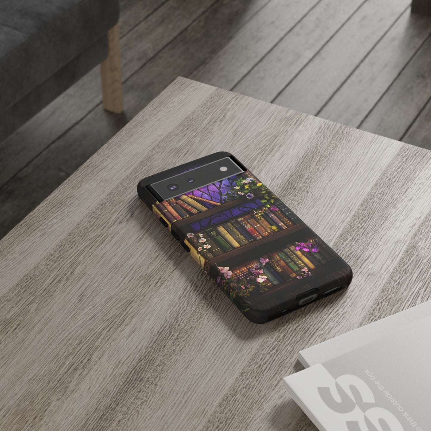 Bookshelf Phone Case - Dark Academia Stained Glass Phone Cases - iPhone 16 15 14 13 12 11, Samsung Galaxy & Google Pixel Phone Covers