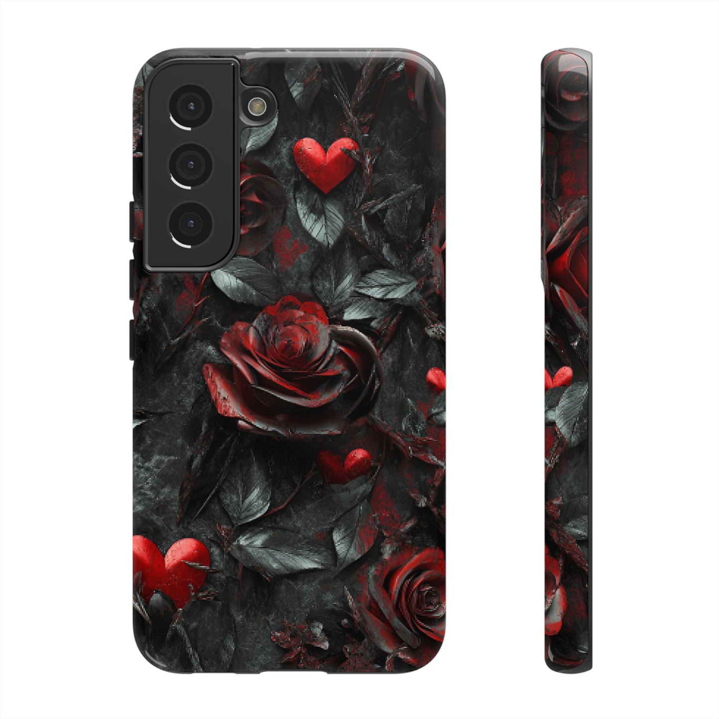 Gothic Valentine Phone Case - Dark Romance Roses and Hearts - iPhone 16 15 14 13 12 11, Samsung Galaxy & Google Pixel Phone Covers