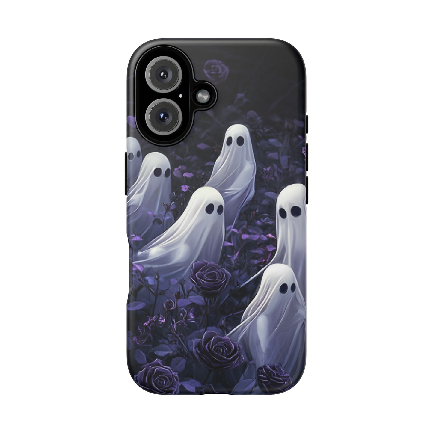 Halloween Phone Case - Ghosts in Purple Rose Garden for iPhone 16 15 14 13 12 11, Samsung Galaxy & Google Pixel Phone Covers