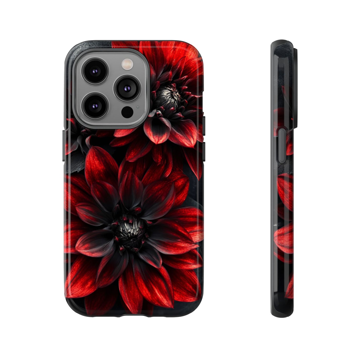 Black and Red Flower Phone Case - Gothic Dark Floral Phone Cases for iPhone 16 15 14 13 12 11, Samsung Galaxy & Google Pixel