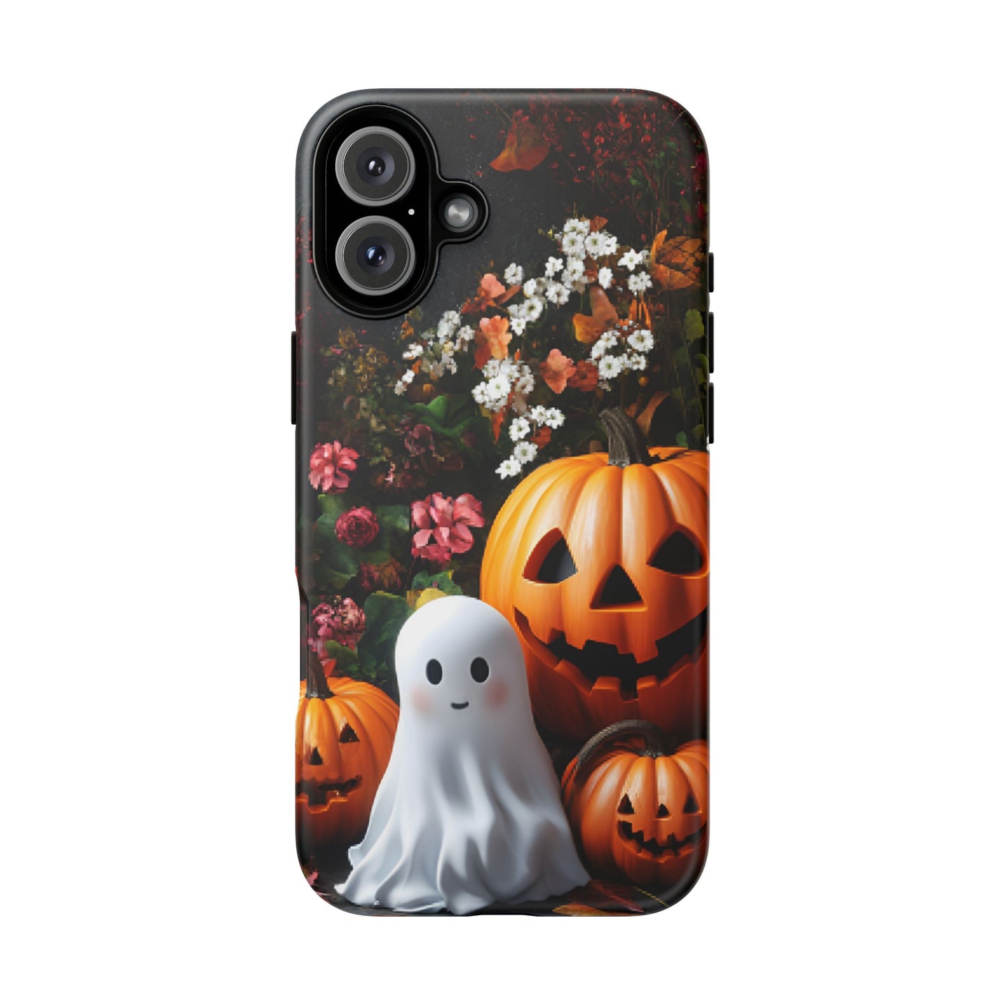 Halloween Phone Case with Cute Ghost and Pumpkins for iPhone 16 15 14 13 12 11, Samsung Galaxy & Google Pixel