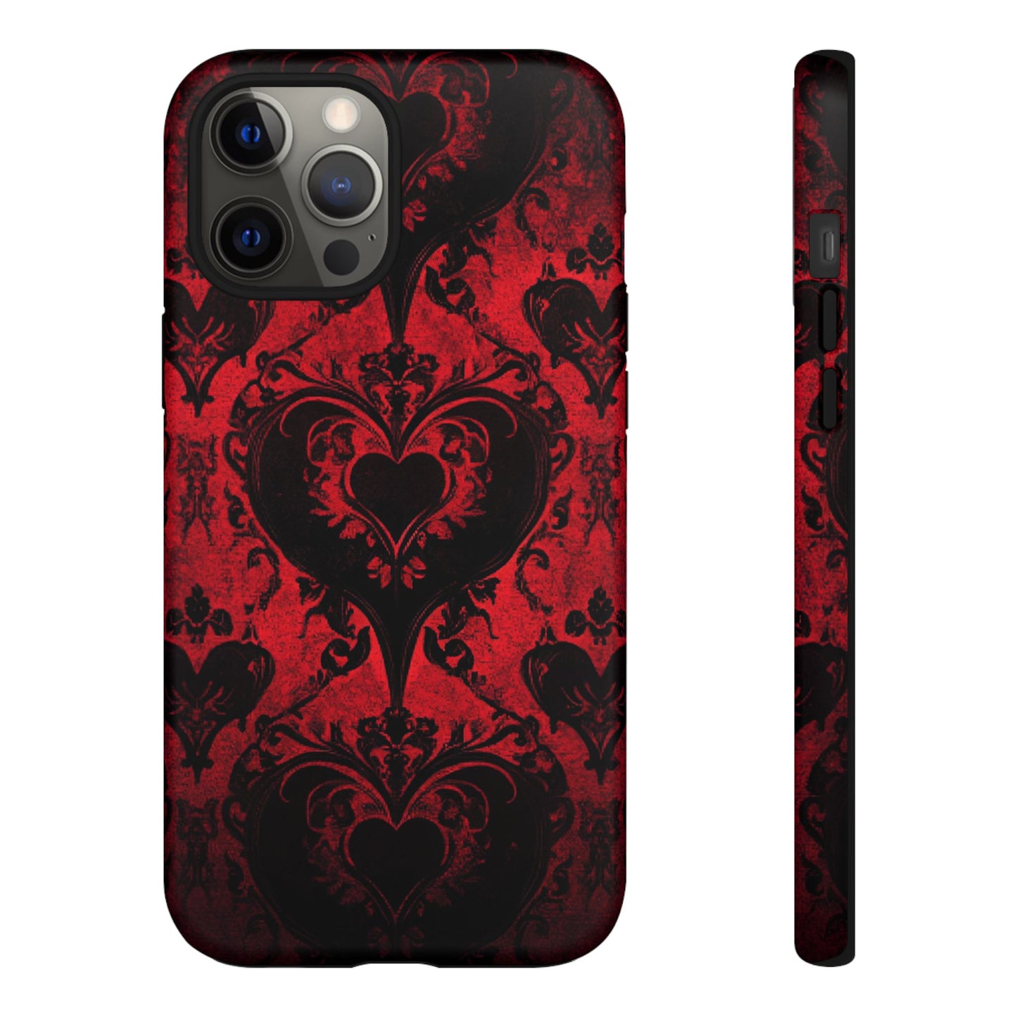 Gothic Dark Romance Phone Case - Black Hearts Phone Cover - iPhone 16 15 14 13 12 11, Samsung Galaxy & Google Pixel Phone Covers