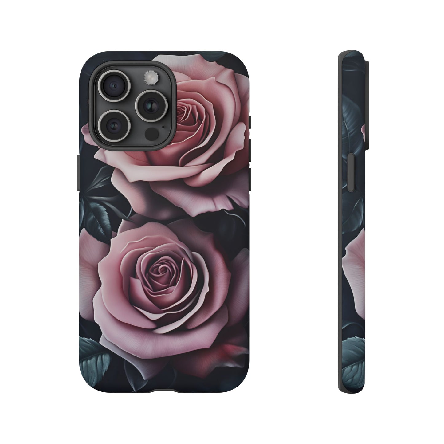 Pastel Goth Roses Phone Case - Gothic Black and Pink Flowers Phone Cases for iPhone 16 15 14 13 12 11, Samsung Galaxy & Google Pixel