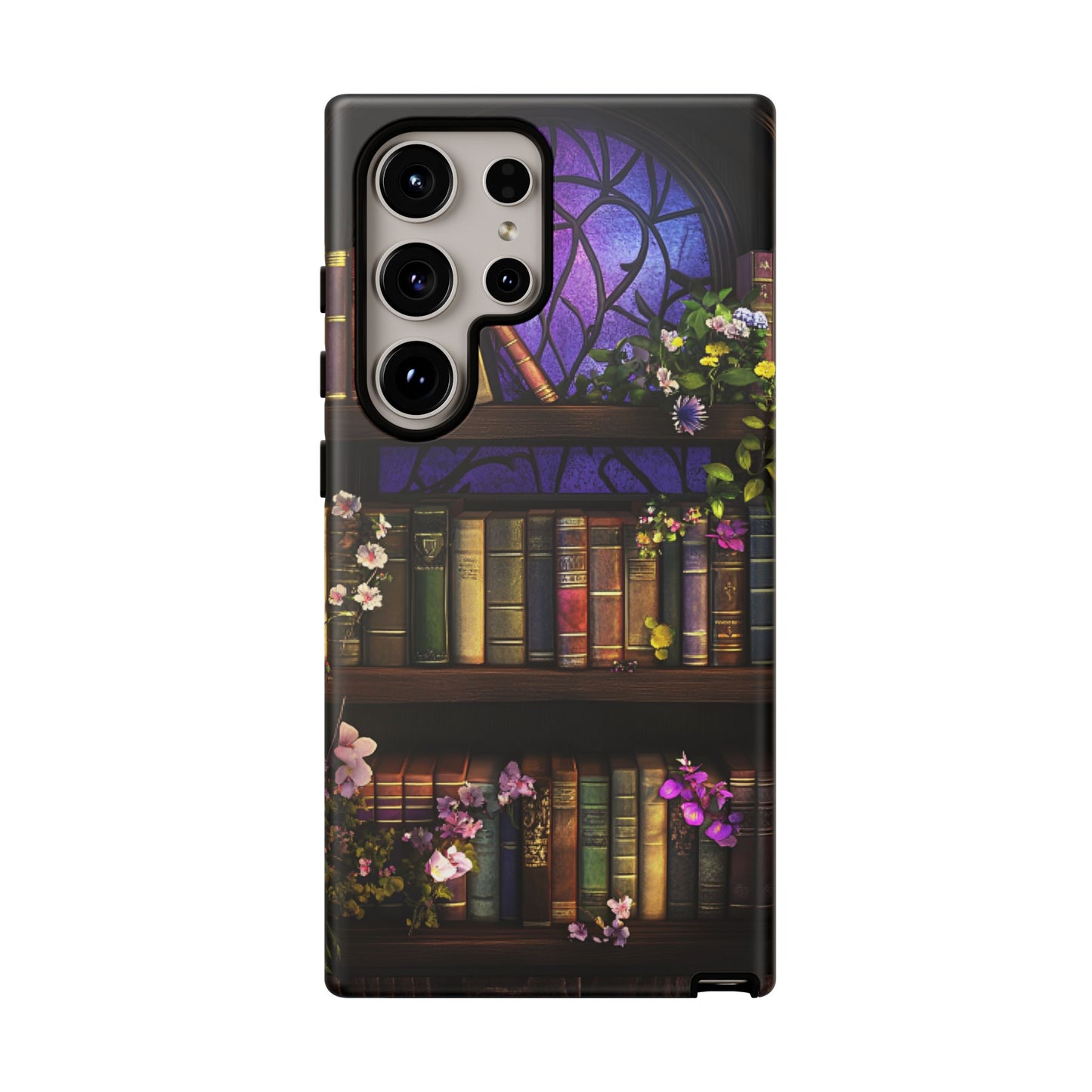 Bookshelf Phone Case - Dark Academia Stained Glass Phone Cases for iPhone 16 15 14 13 12 11, Samsung Galaxy & Google Pixel