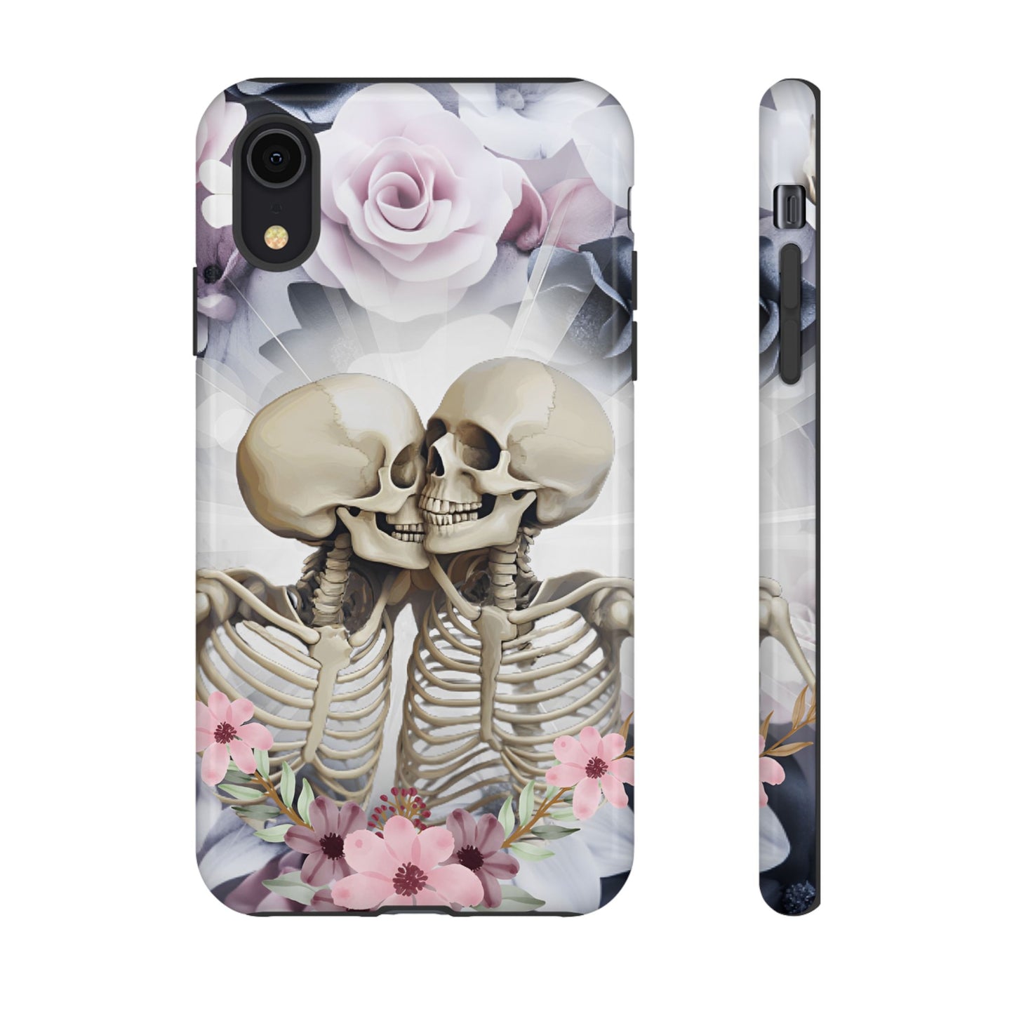 Skeleton Couple Phone Case - Floral Love Halloween Phone Cases - iPhone 16 15 14 13 12 11, Samsung Galaxy & Google Pixel Phone Covers - Boo and Bewear