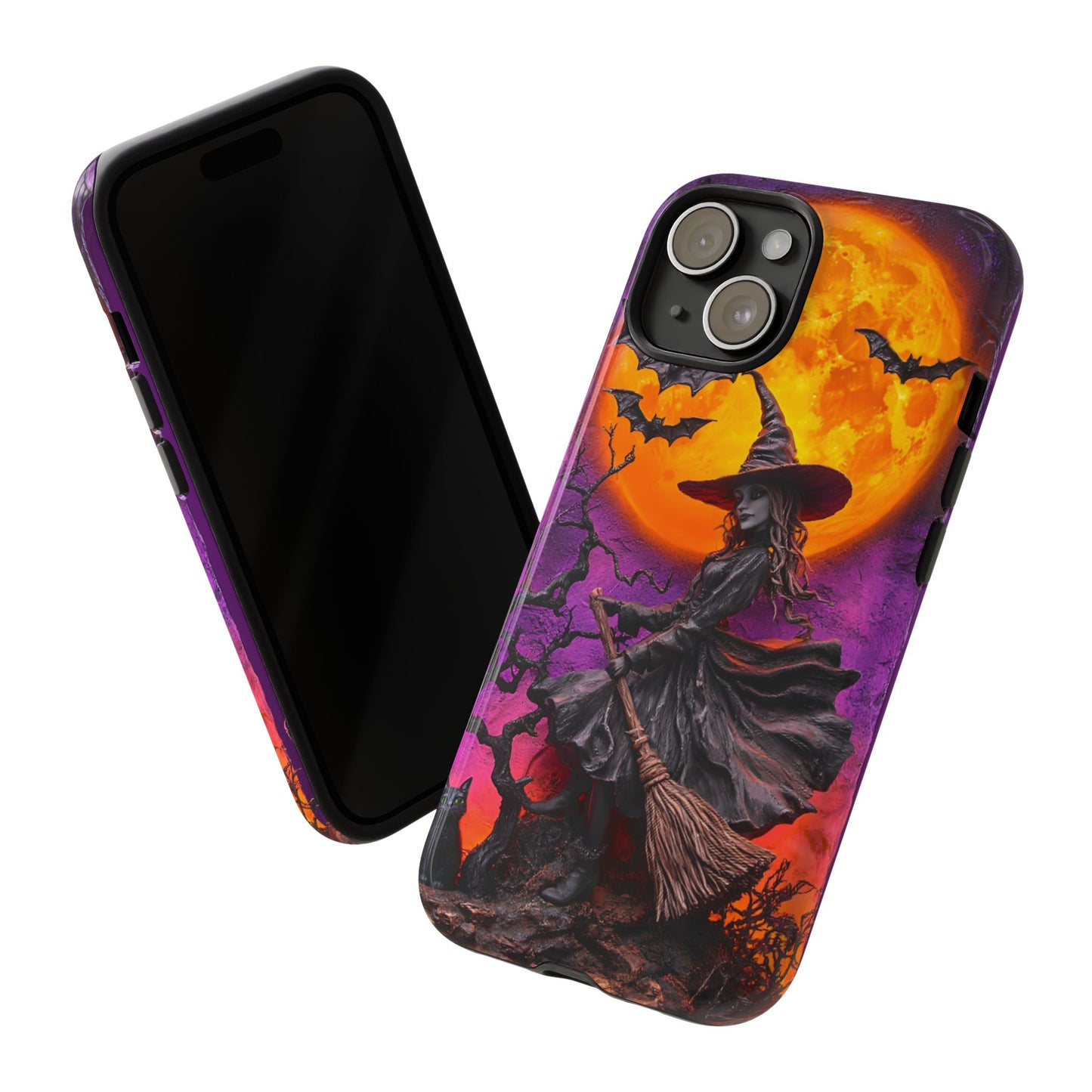 Witch and Bats Phone Case - Witchy Halloween Phone Cases - iPhone 16 15 14 13 12 11, Samsung Galaxy & Google Pixel Phone Covers