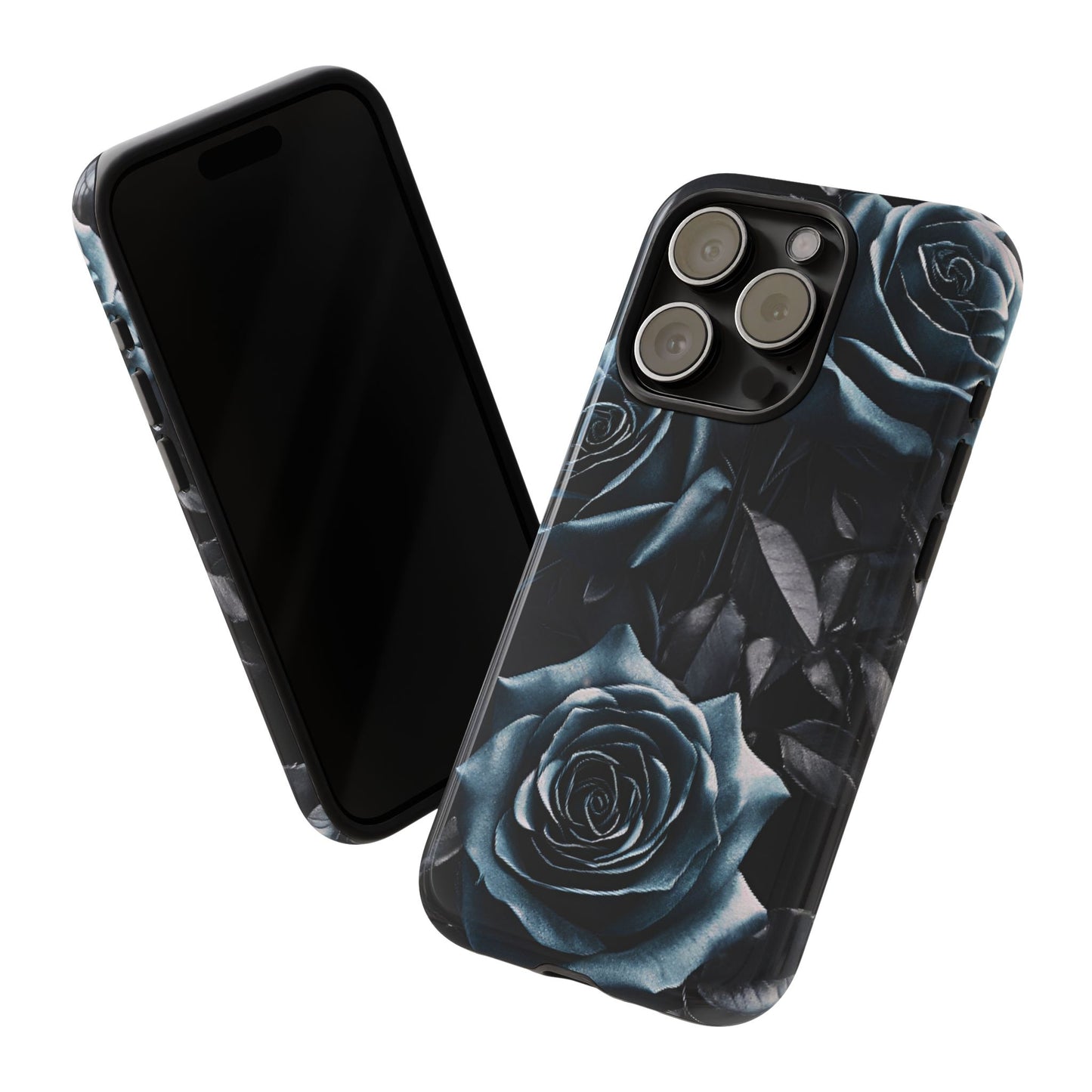 Black and Blue Roses Phone Case - Dark and Moody Gothic Flower Phone Cases for iPhone 16 15 14 13 12 11, Samsung Galaxy & Google Pixel