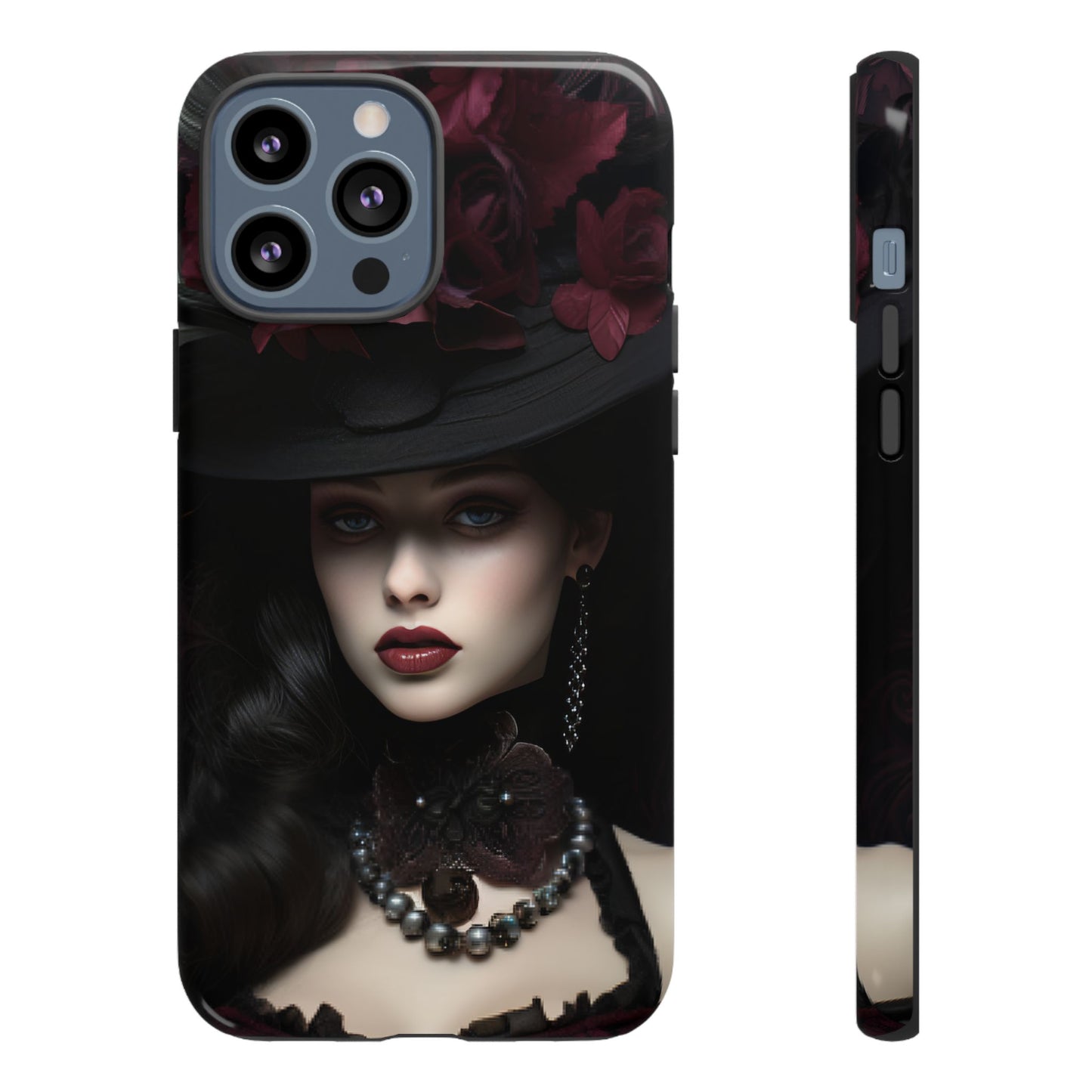 Victorian Goth Phone Case with Vintage Gothic Woman - iPhone 16 15 14 13 12 11, Samsung Galaxy & Google Pixel Phone Covers