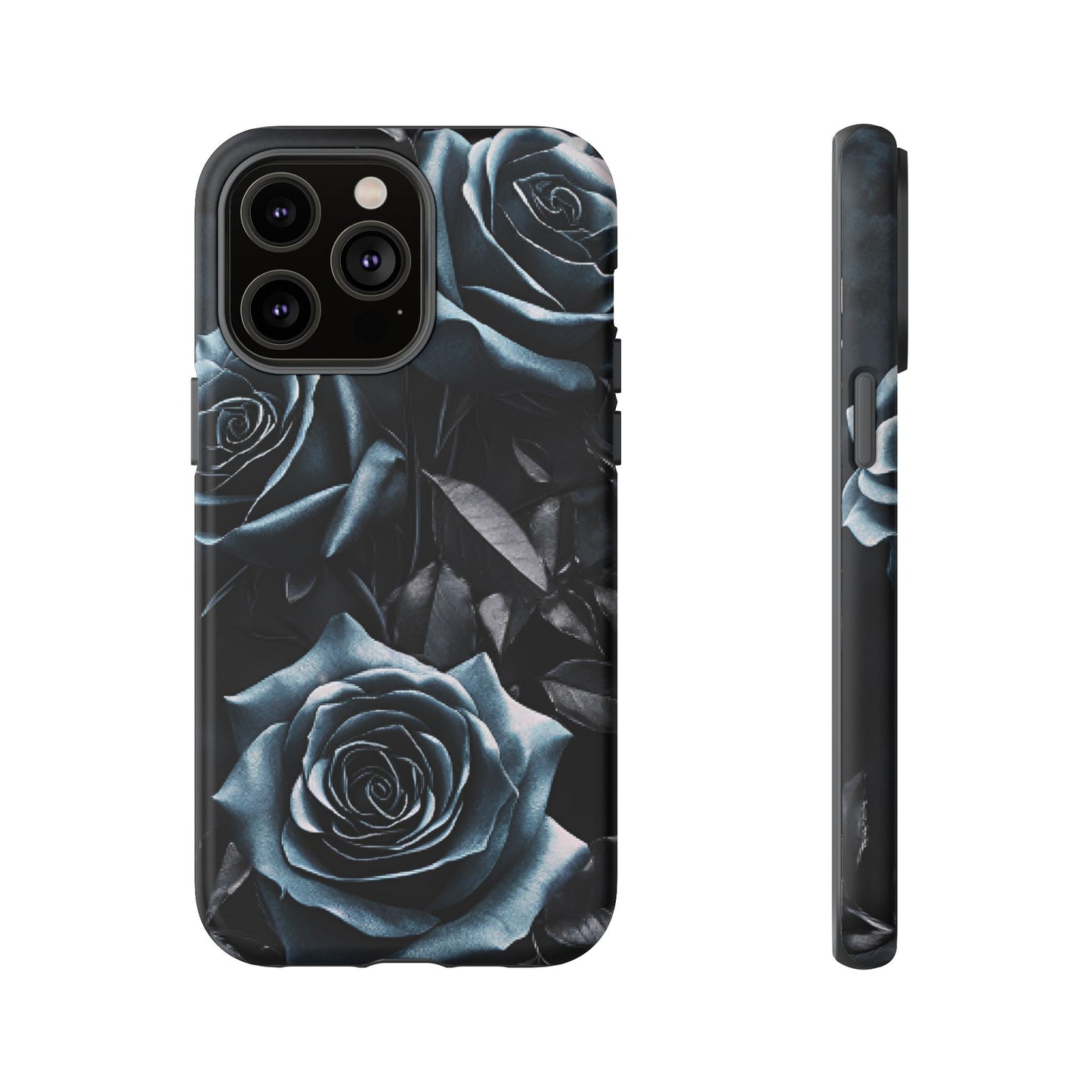 Black and Blue Roses Phone Case - Dark and Moody Gothic Flower Phone Cases for iPhone 16 15 14 13 12 11, Samsung Galaxy & Google Pixel