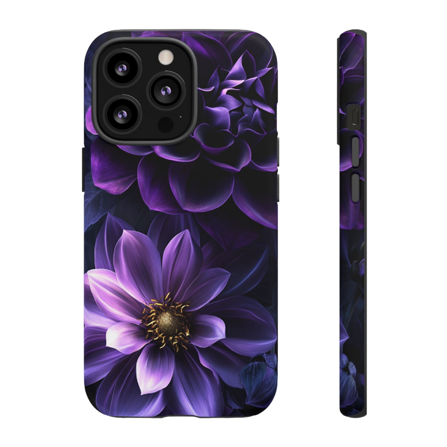 Black and Purple Flowers Phone Case - Dark Gothic Bloom Phone Cases for iPhone 16 15 14 13 12 11, Samsung Galaxy & Google Pixel