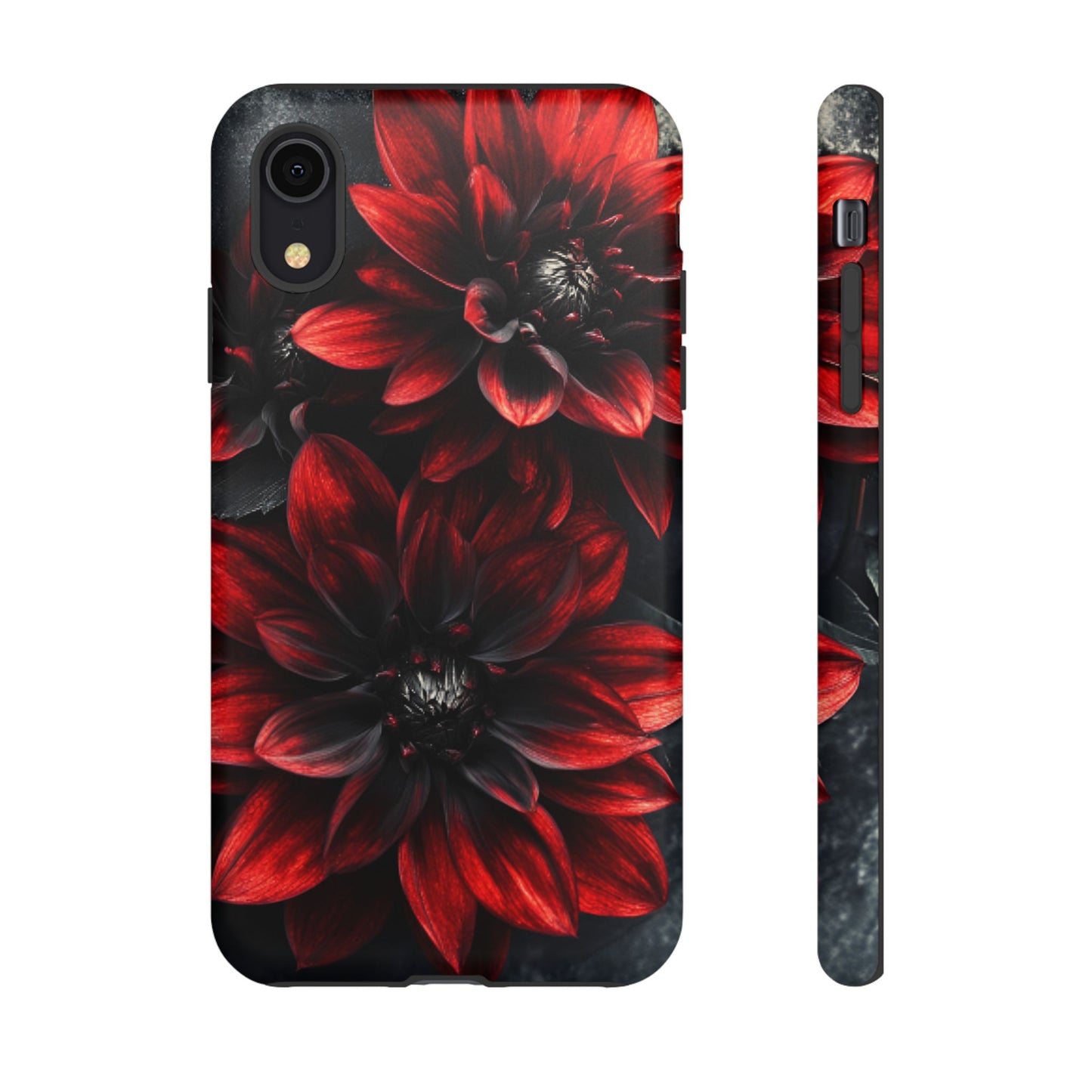 Black and Red Flower Phone Case - Gothic Dark Floral Phone Cases - iPhone 16 15 14 13 12 11, Samsung Galaxy & Google Pixel Phone Covers - Boo and Bewear