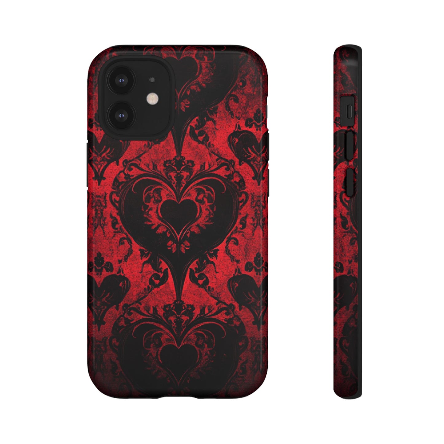 Gothic Dark Romance Phone Case - Black Hearts Phone Cover - iPhone 16 15 14 13 12 11, Samsung Galaxy & Google Pixel Phone Covers