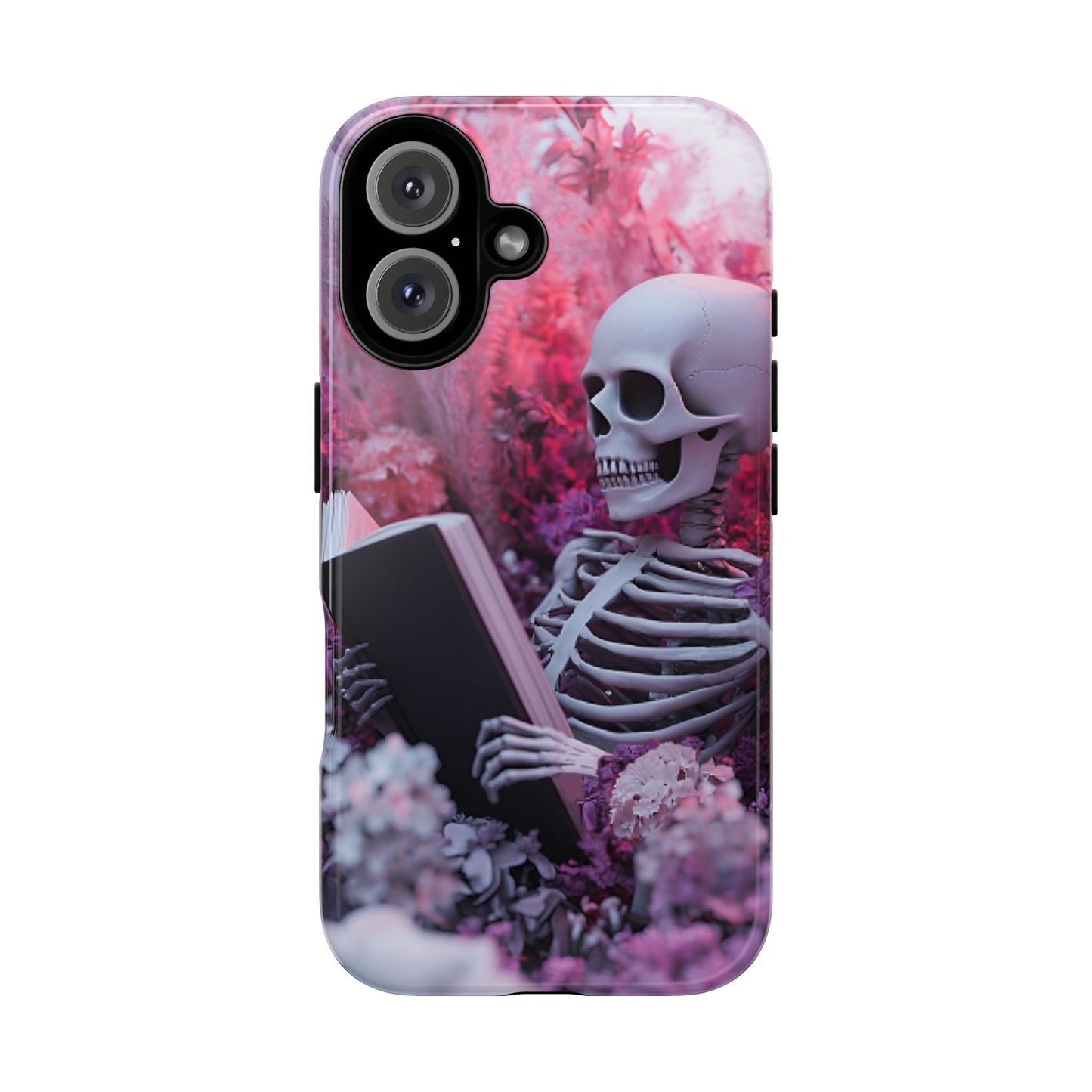 Bookish Skeleton Phone Case - Spooky Floral Halloween Phone Cases - Phone 16 15 14 13 12 11, Samsung Galaxy & Google Pixel Phone Covers