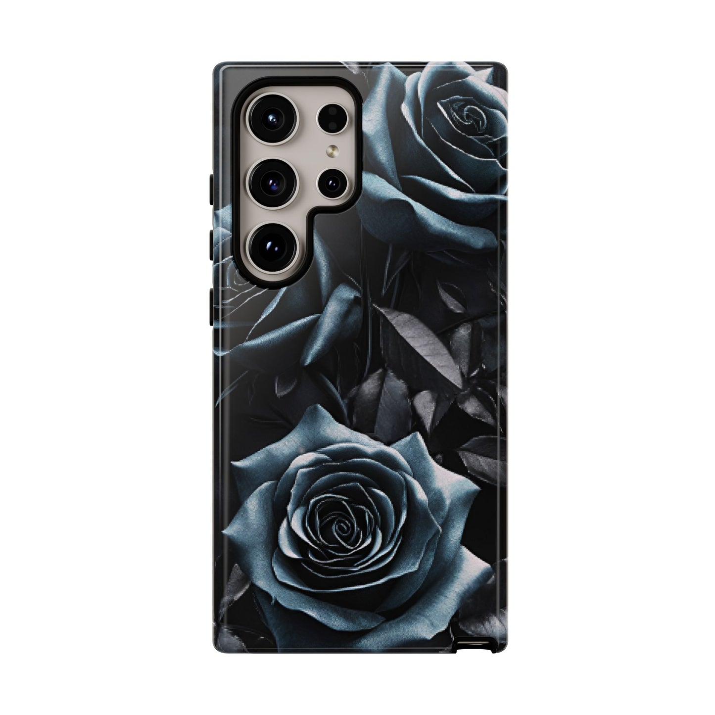 Black and Blue Roses Phone Case - Dark and Moody Gothic Flower Phone Cases - iPhone 16 15 14 13 12 11, Samsung Galaxy & Google Pixel Phone Covers