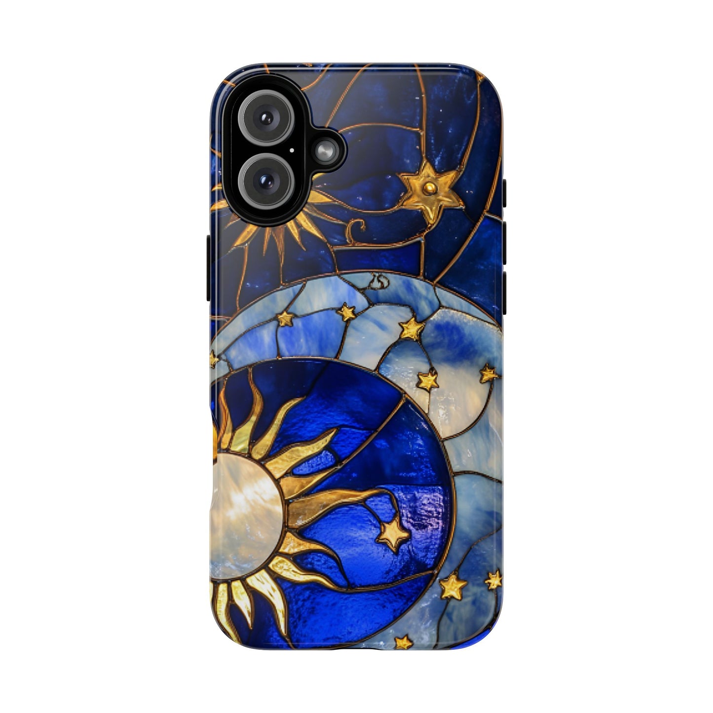 Moon and Sun Stained Glass Phone Case for iPhone 16 15 14 13 12 11, Samsung Galaxy & Google Pixel