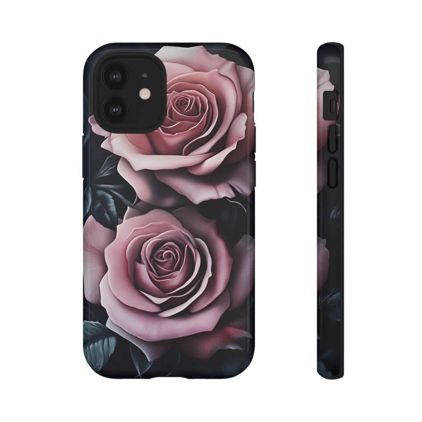 Pastel Goth Roses Phone Case - Gothic Black and Pink Flowers Phone Cases for iPhone 16 15 14 13 12 11, Samsung Galaxy & Google Pixel