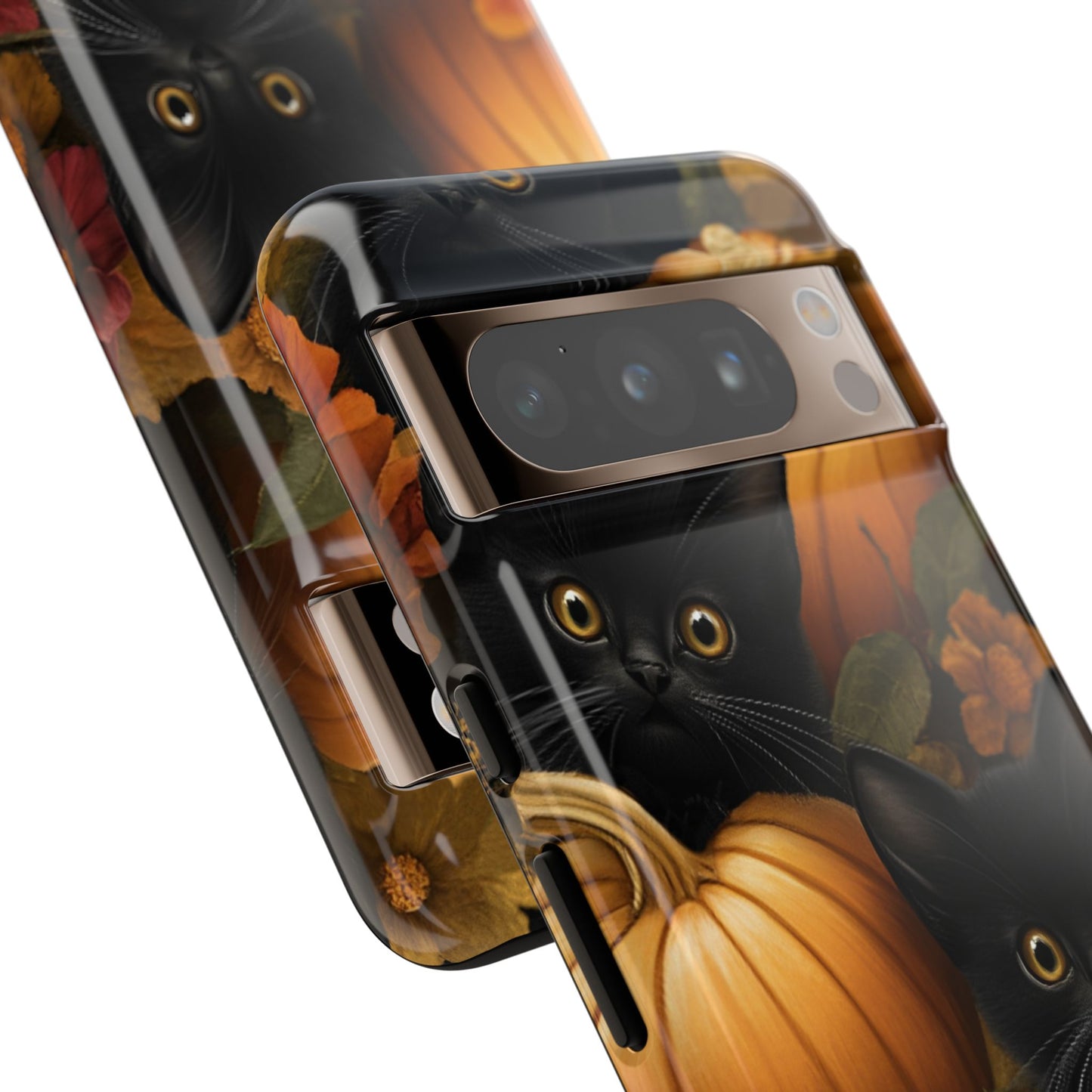 Black Cats and Pumpkins Phone Case - Cute Halloween Phone Cases - iPhone 16 15 14 13 12 11, Samsung Galaxy & Google Pixel Phone Covers