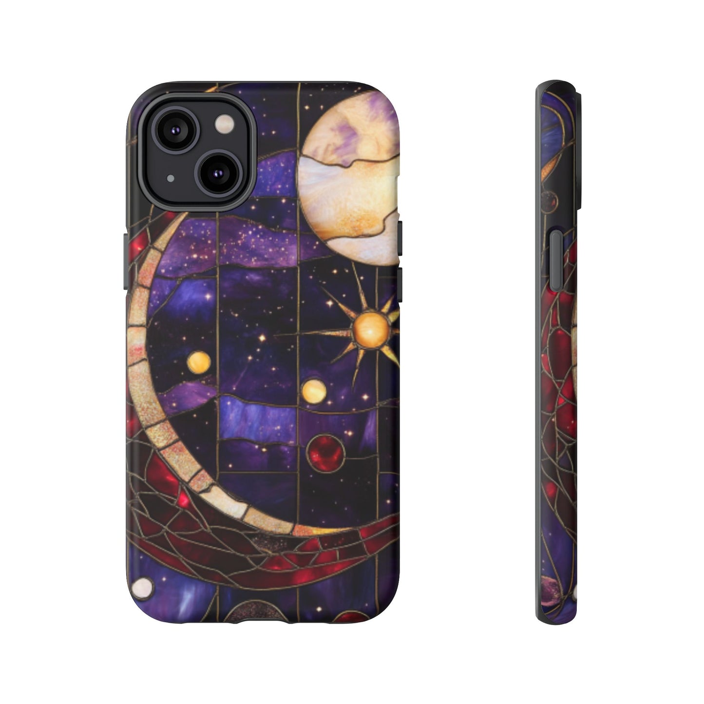 Celestial Stained Glass Phone Case for iPhone 16 15 14 13 12 11, Samsung Galaxy & Google Pixel