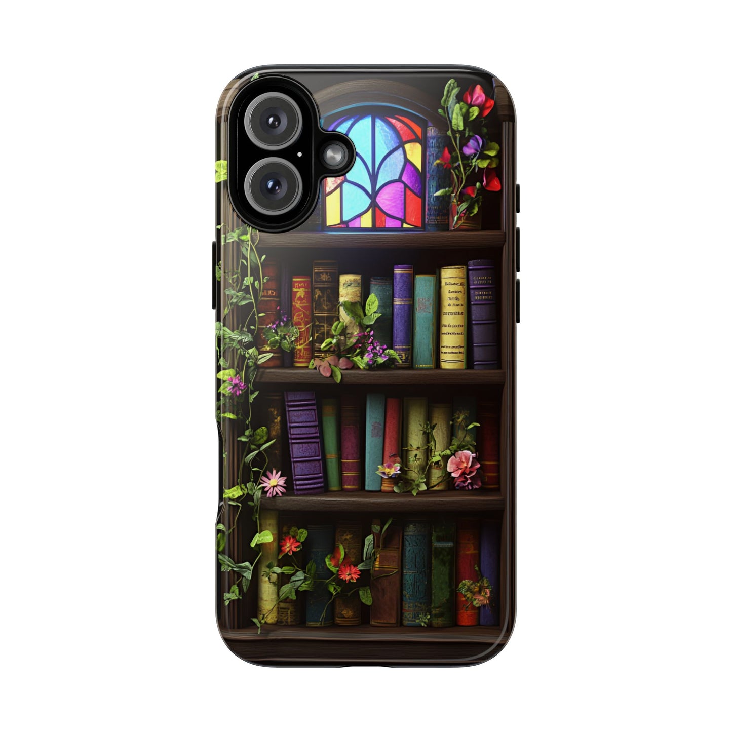 Bookshelf and Stained Glass Window Phone Case - Book Lover Phone Cases - iPhone 16 15 14 13 12 11, Samsung Galaxy & Google Pixel Phone Covers - Boo and Bewear